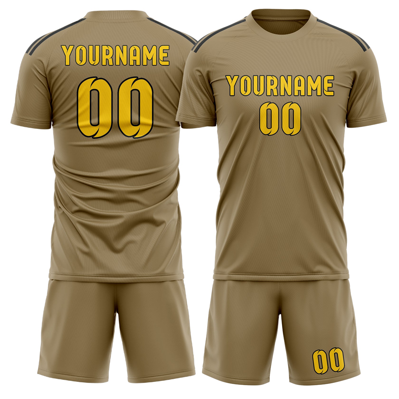 Custom Light Khaki Gold Soccer Set