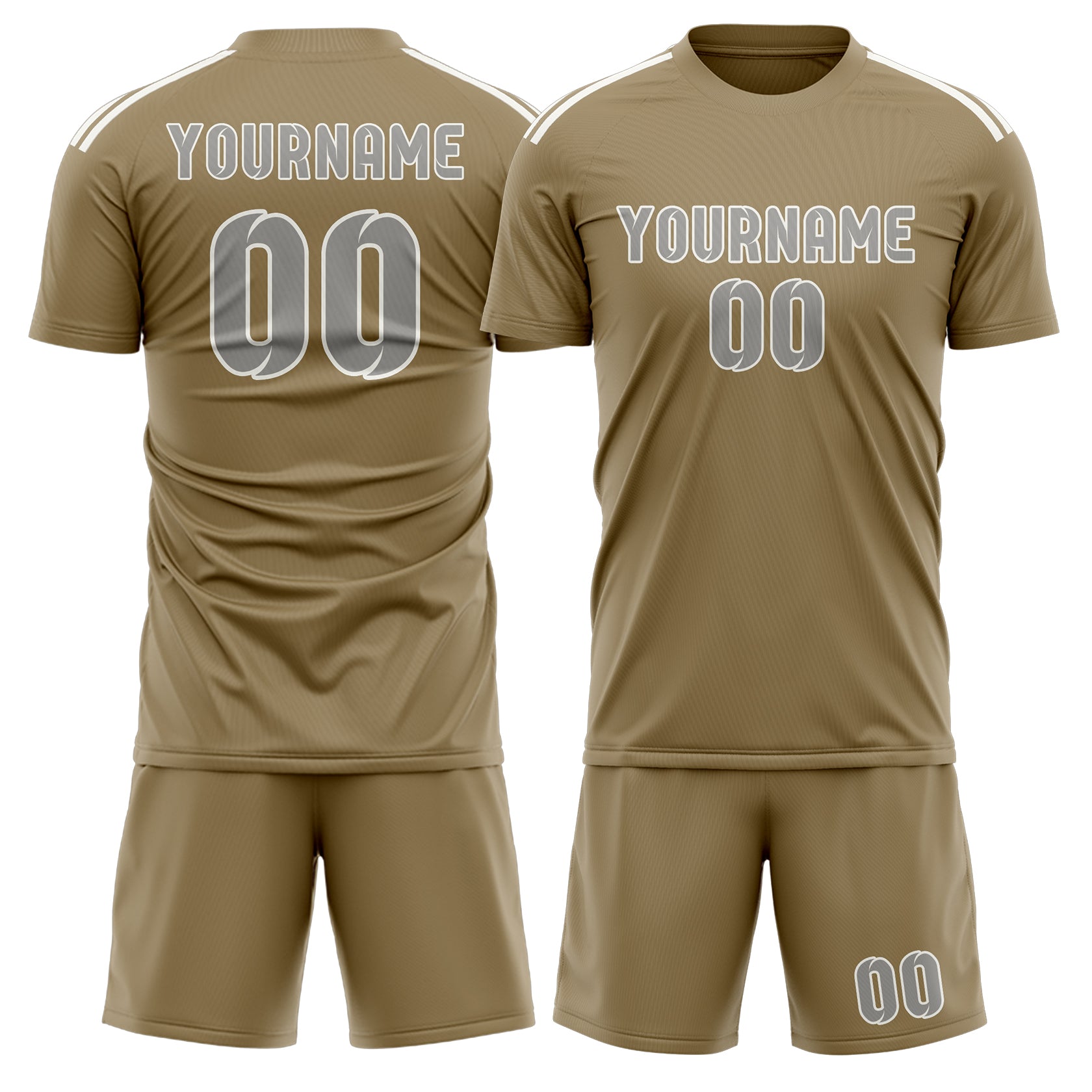 Custom Light Khaki Gray Soccer Set