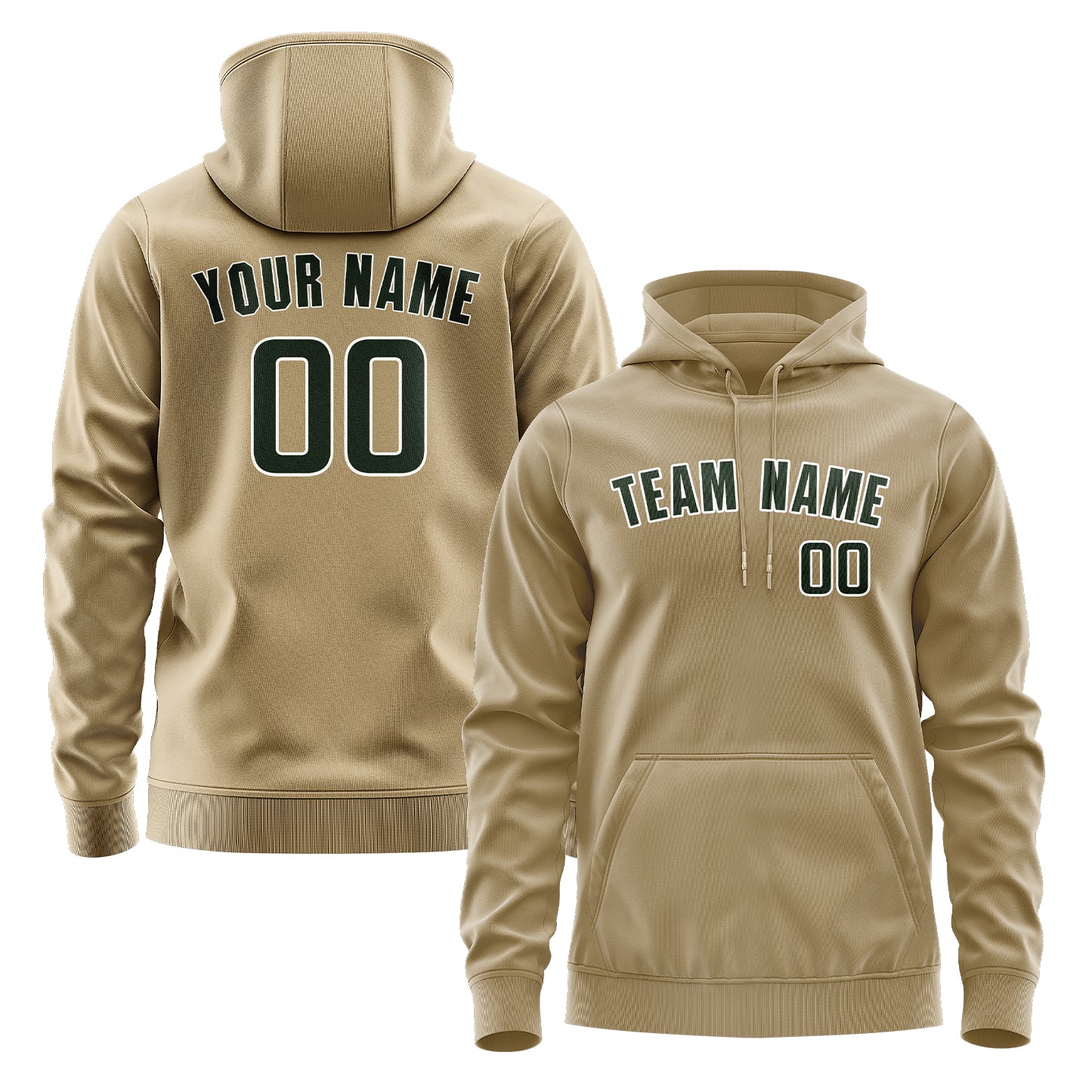 Custom Light Khaki Dark Green Hoodie