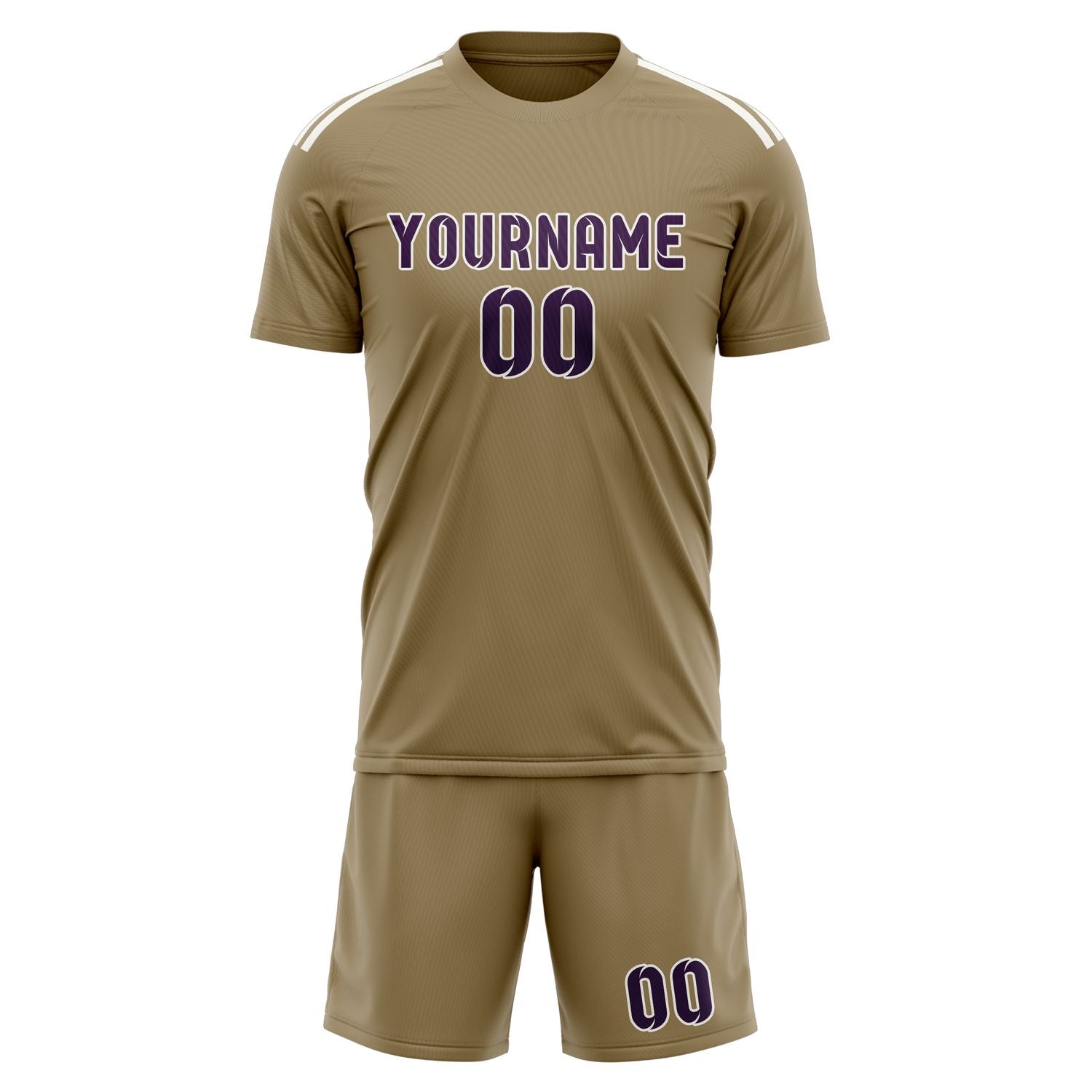 Custom Light Khaki Purple Soccer Set