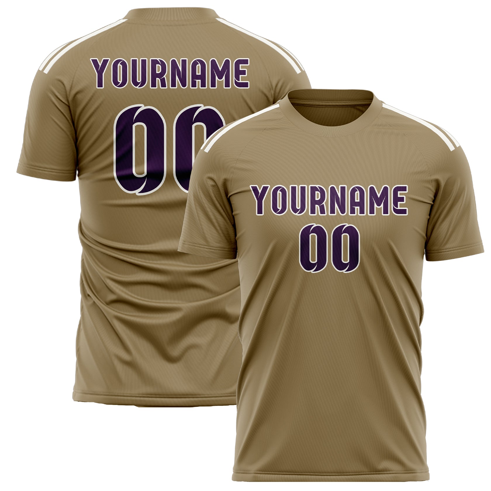 Custom Light Khaki Purple Soccer Jersey