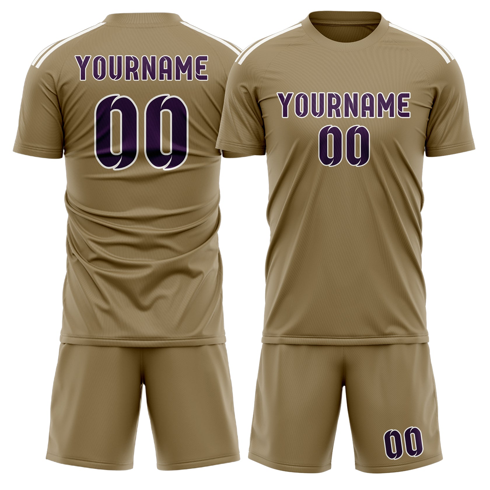 Custom Light Khaki Purple Soccer Set