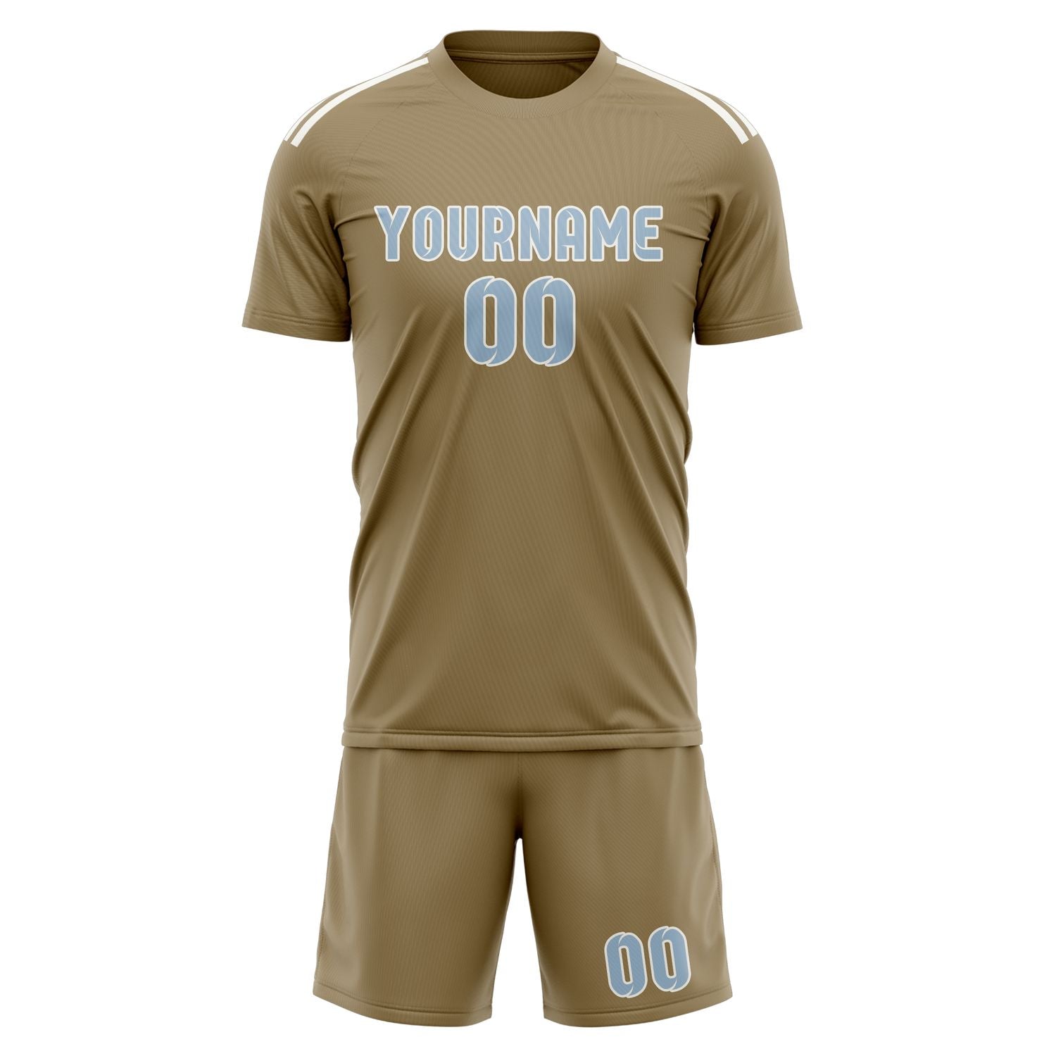 Custom Light Khaki Light Blue Soccer Set