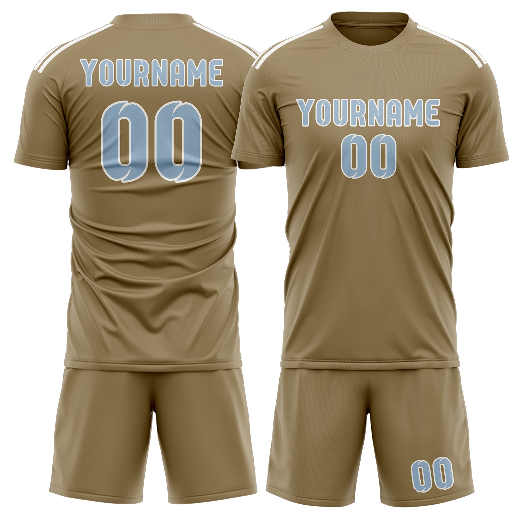 Custom Light Khaki Light Blue Soccer Set