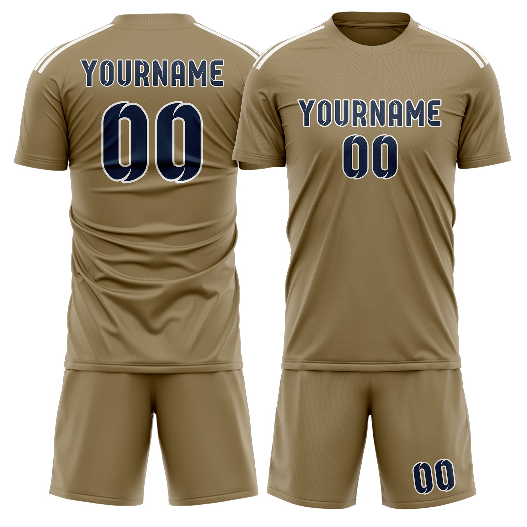 Custom Light Khaki Blue Soccer Set