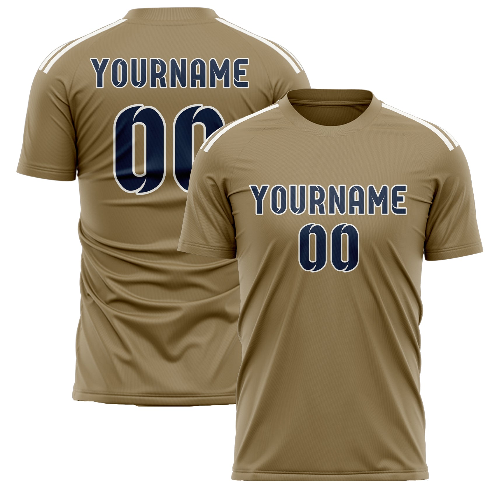 Custom Light Khaki Blue Soccer Jersey