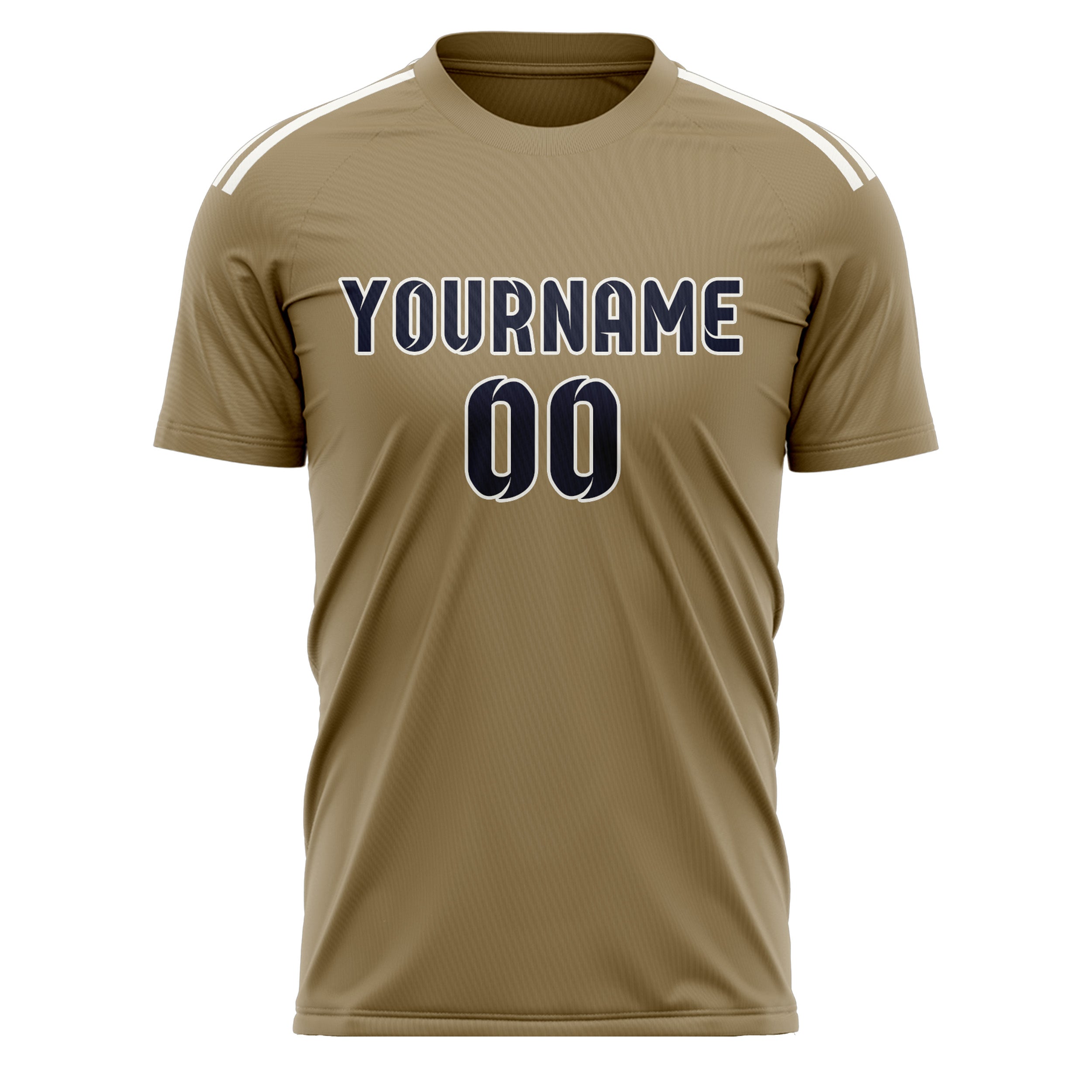 Custom Light Khaki Navy Soccer Jersey