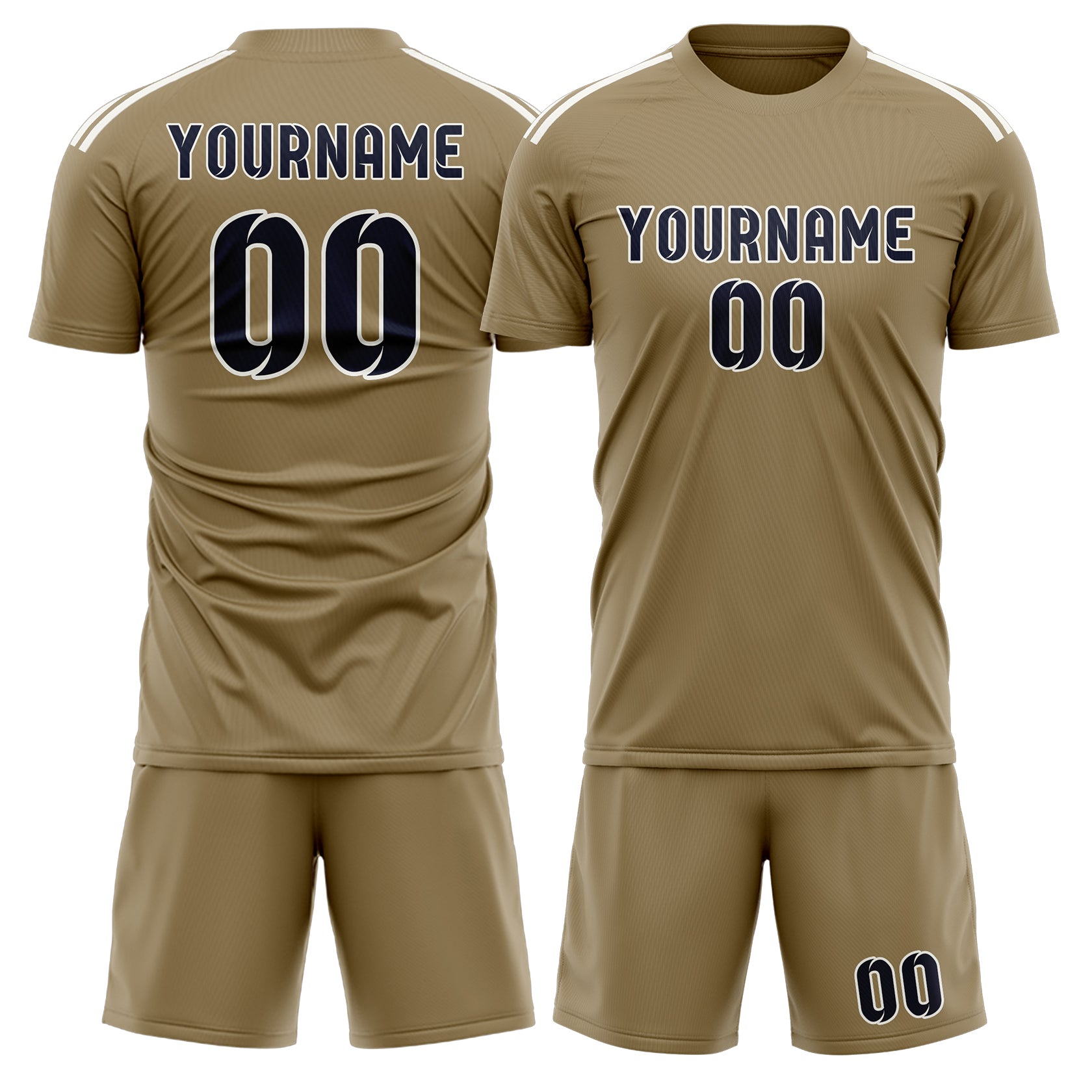 Custom Light Khaki Navy Soccer Set