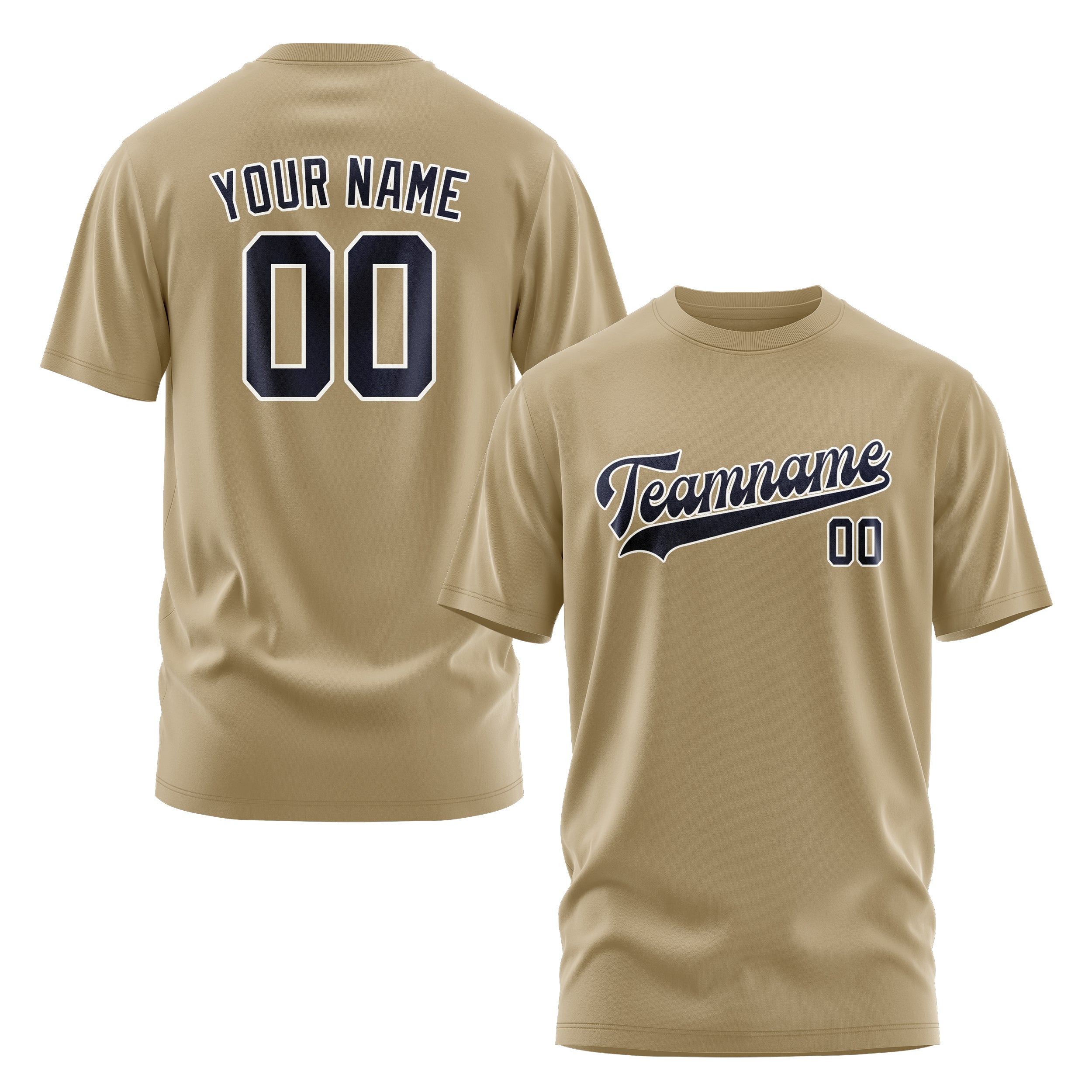 Custom Light Khaki Navy T-Shirt