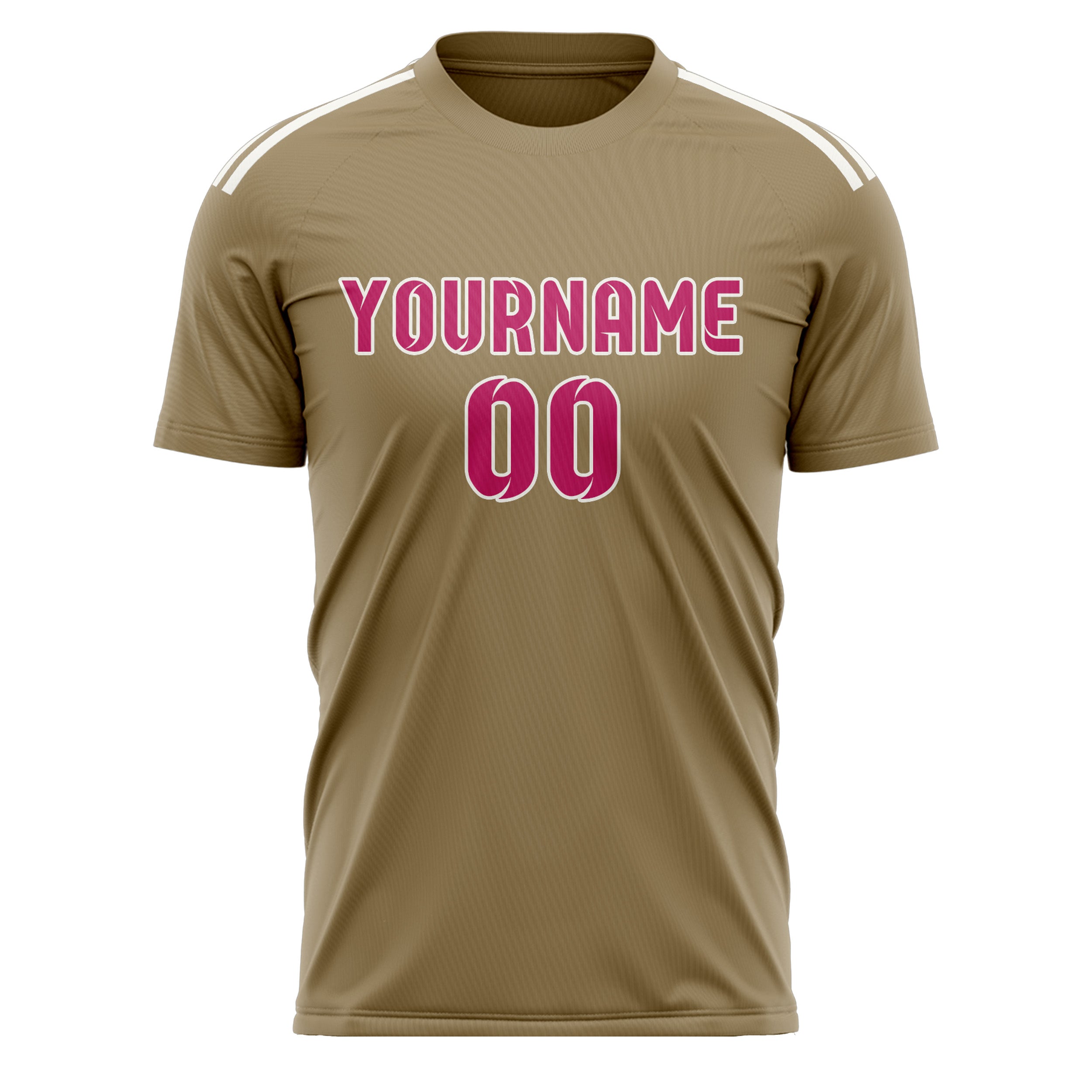 Custom Light Khaki Pink Soccer Jersey