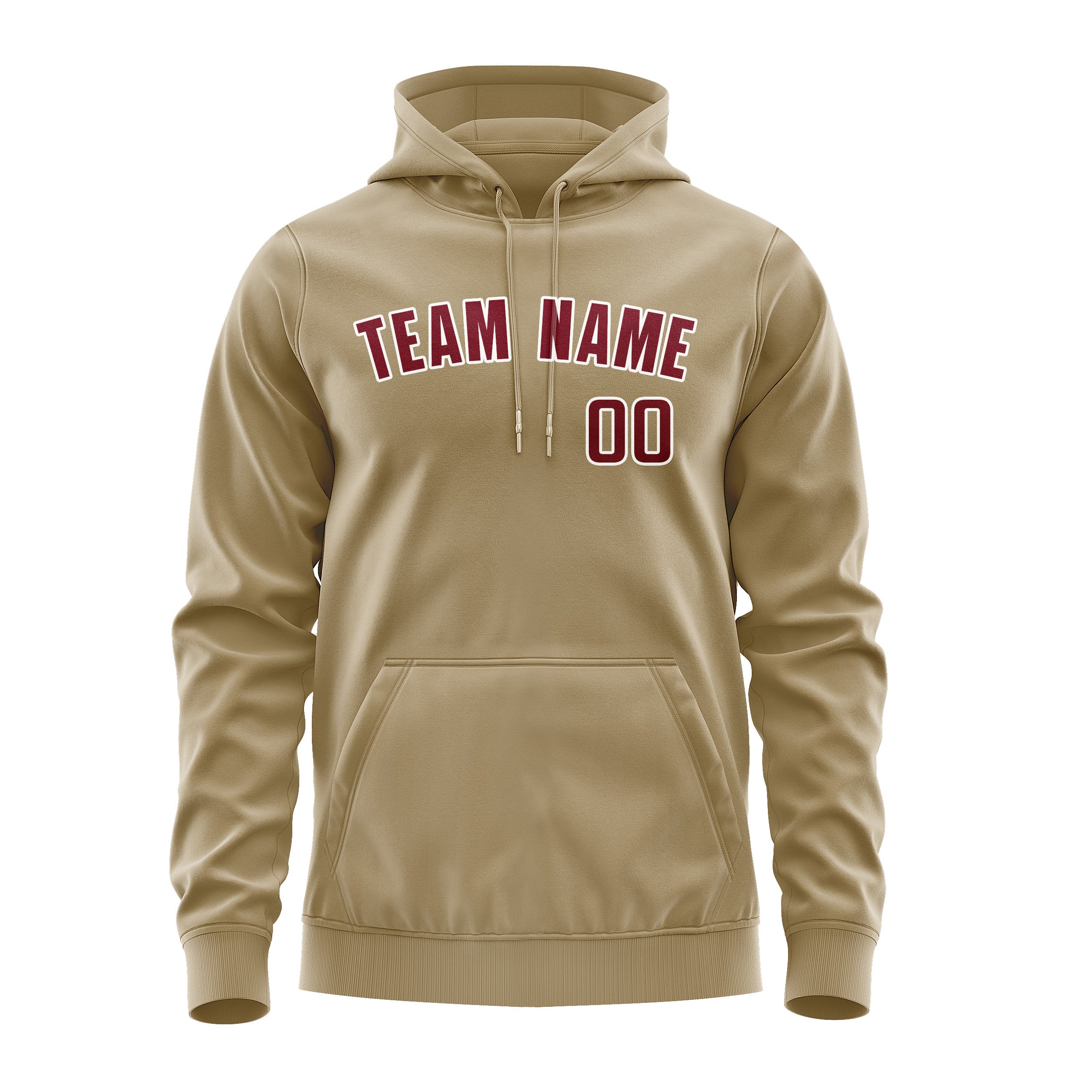 Custom Light Khaki Crimson Red Hoodie