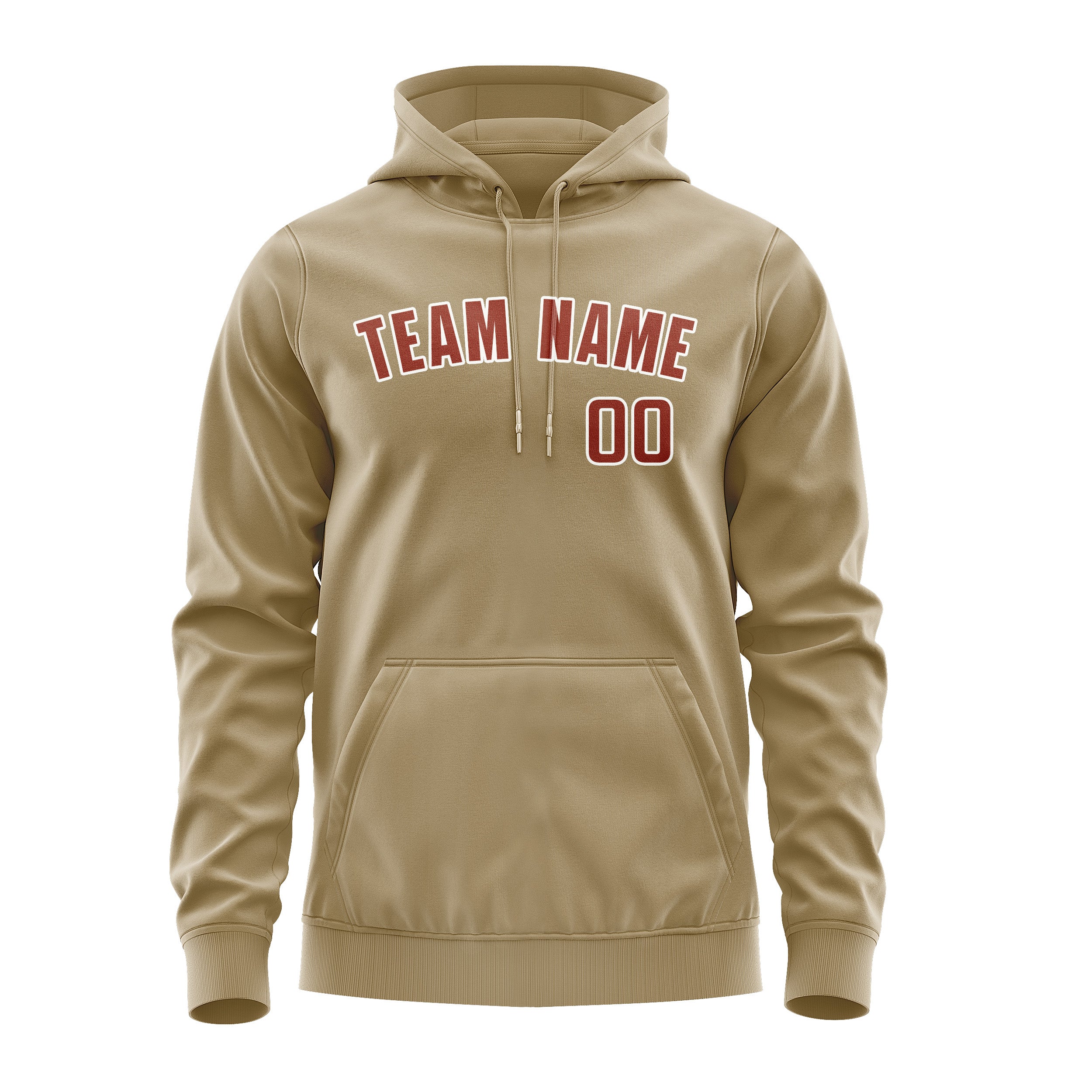 Custom Light Khaki Coral Red Hoodie