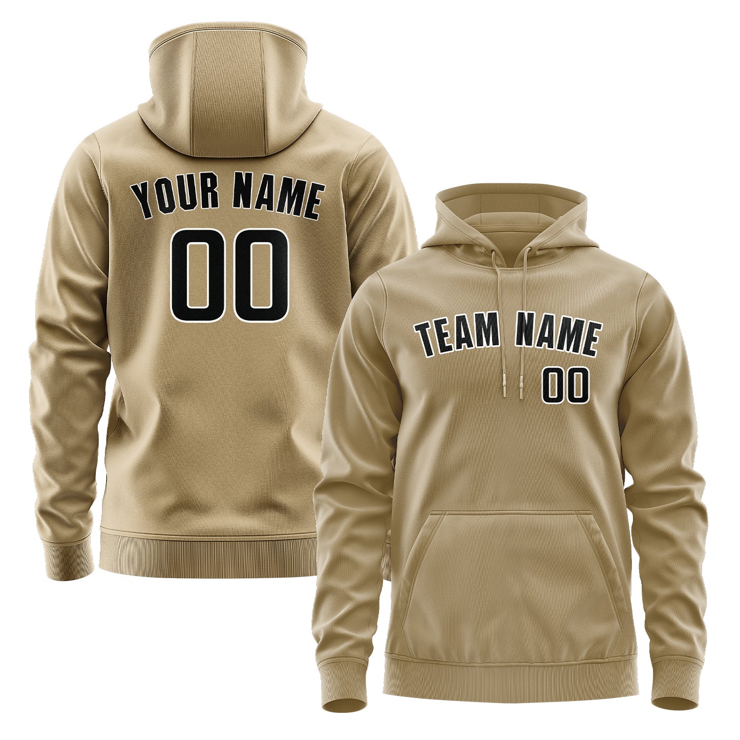 Custom Light Khaki Black Hoodie