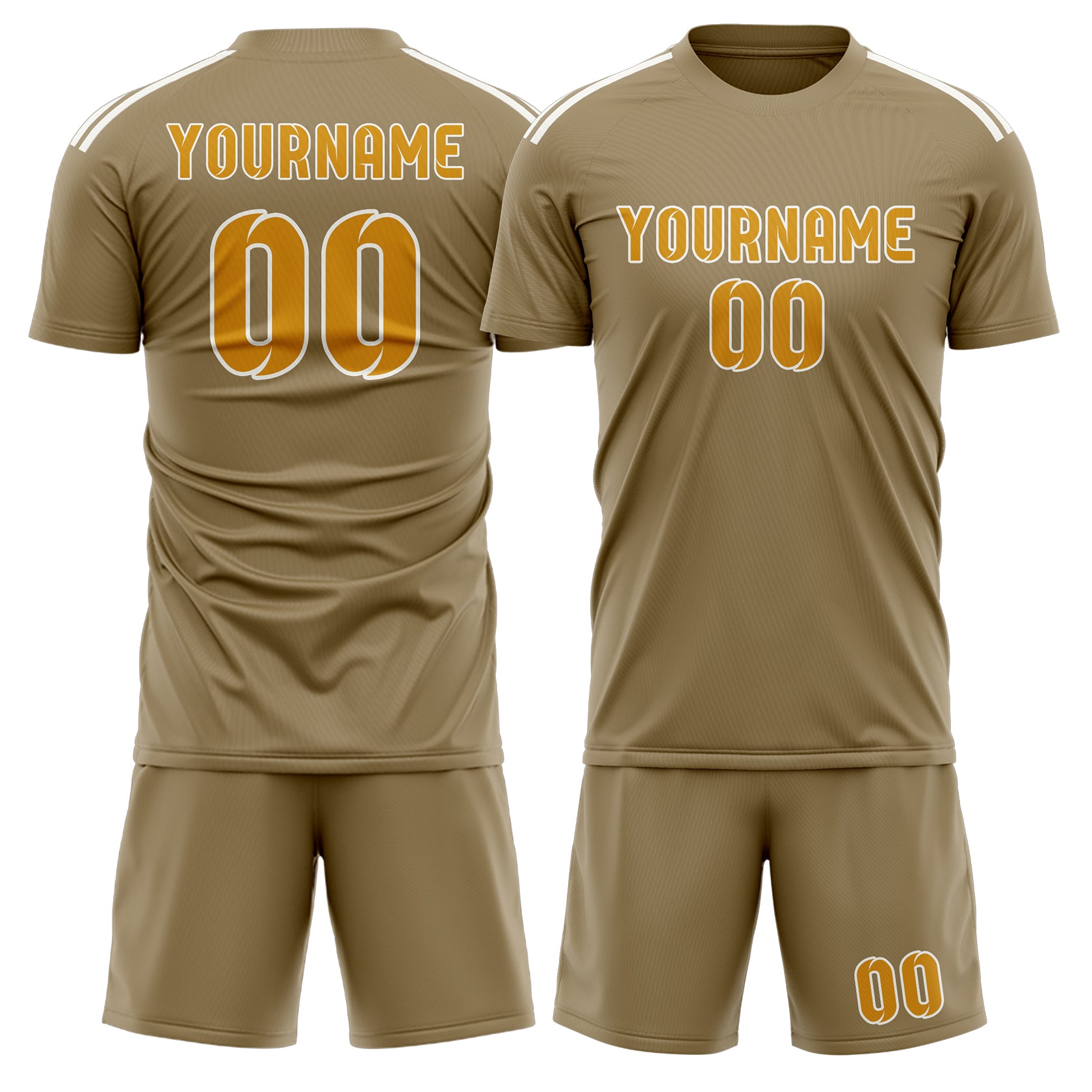 Custom Light Khaki Yellow Soccer Set