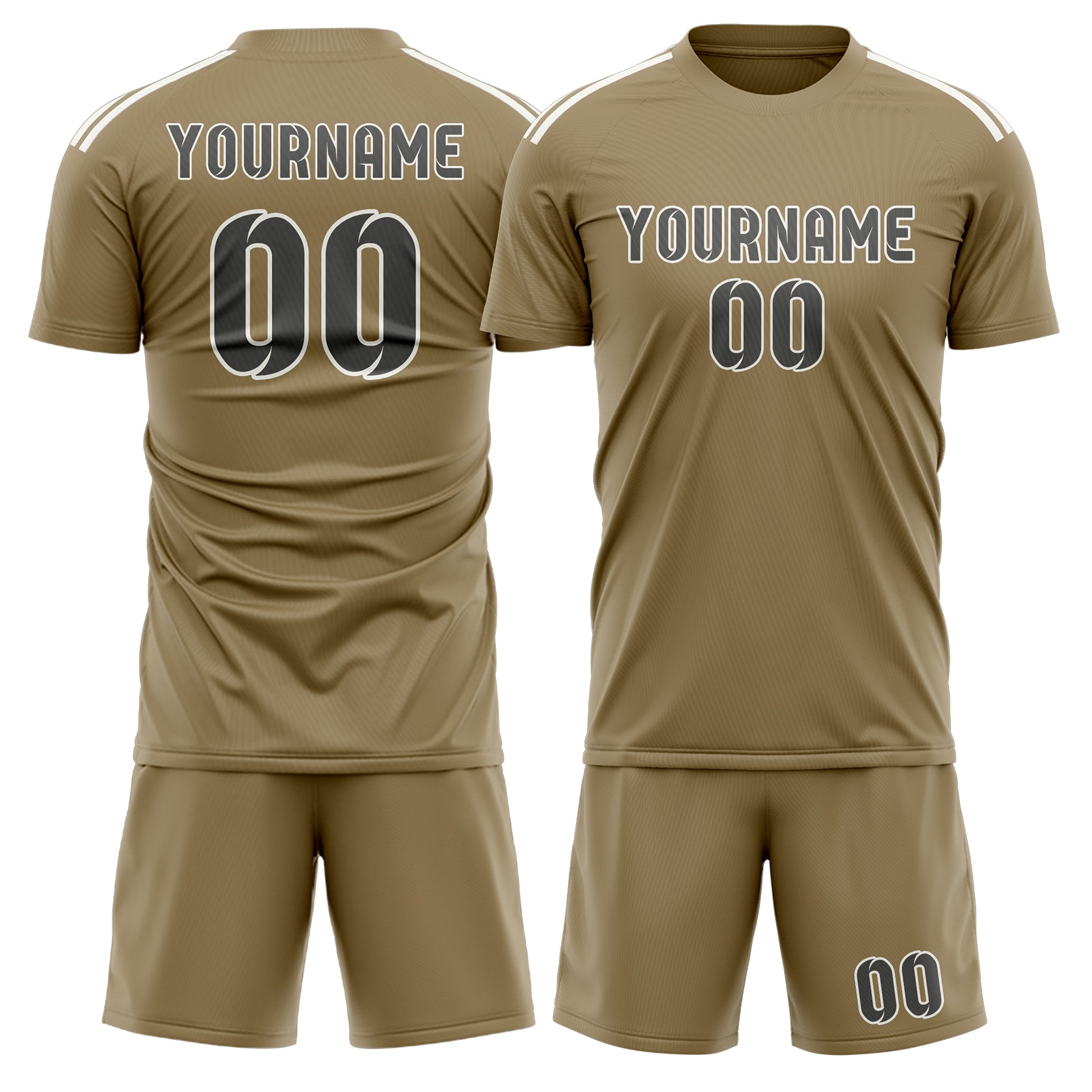 Custom Light Khaki Dark Grey Soccer Set