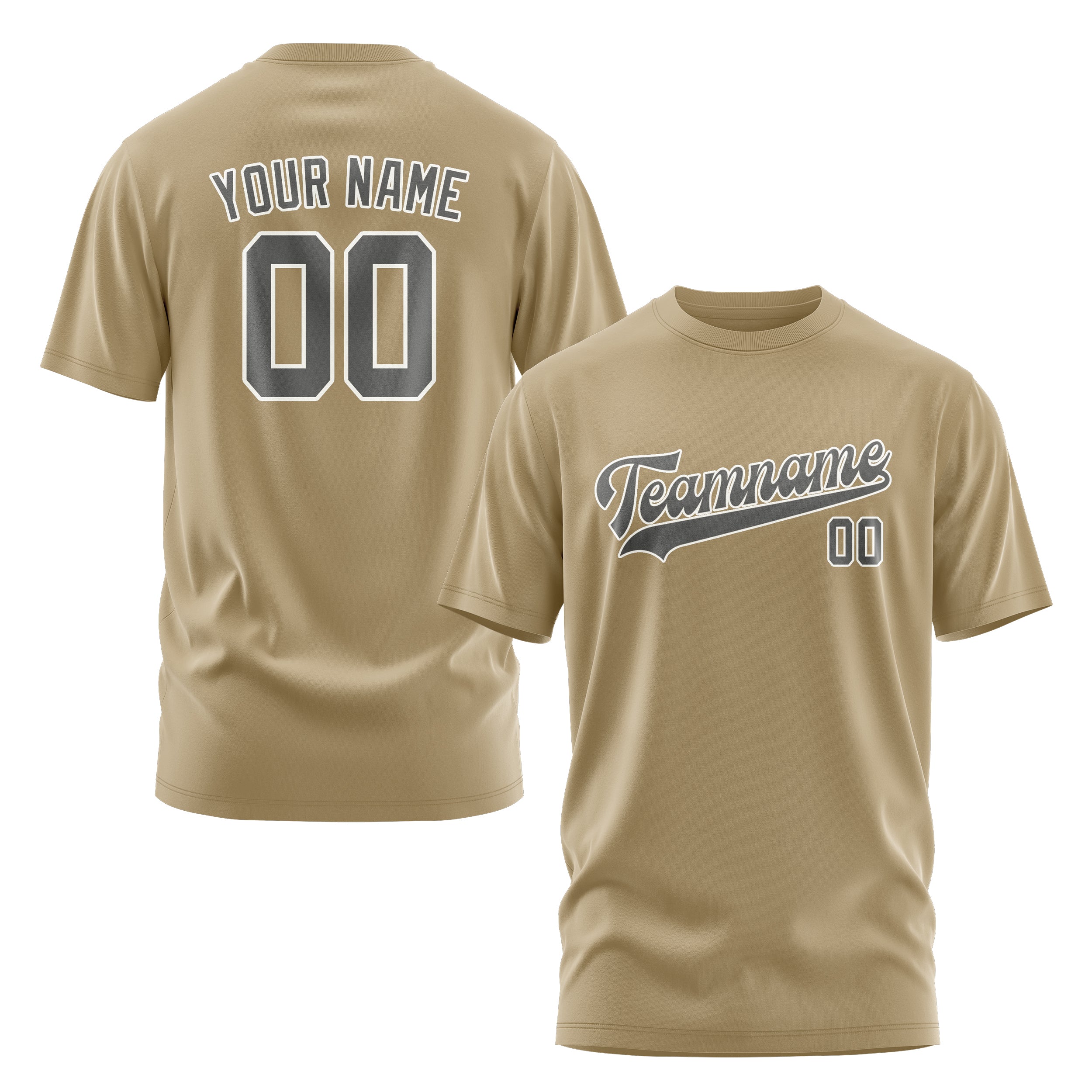 Custom Light Khaki Dark Grey T-Shirt
