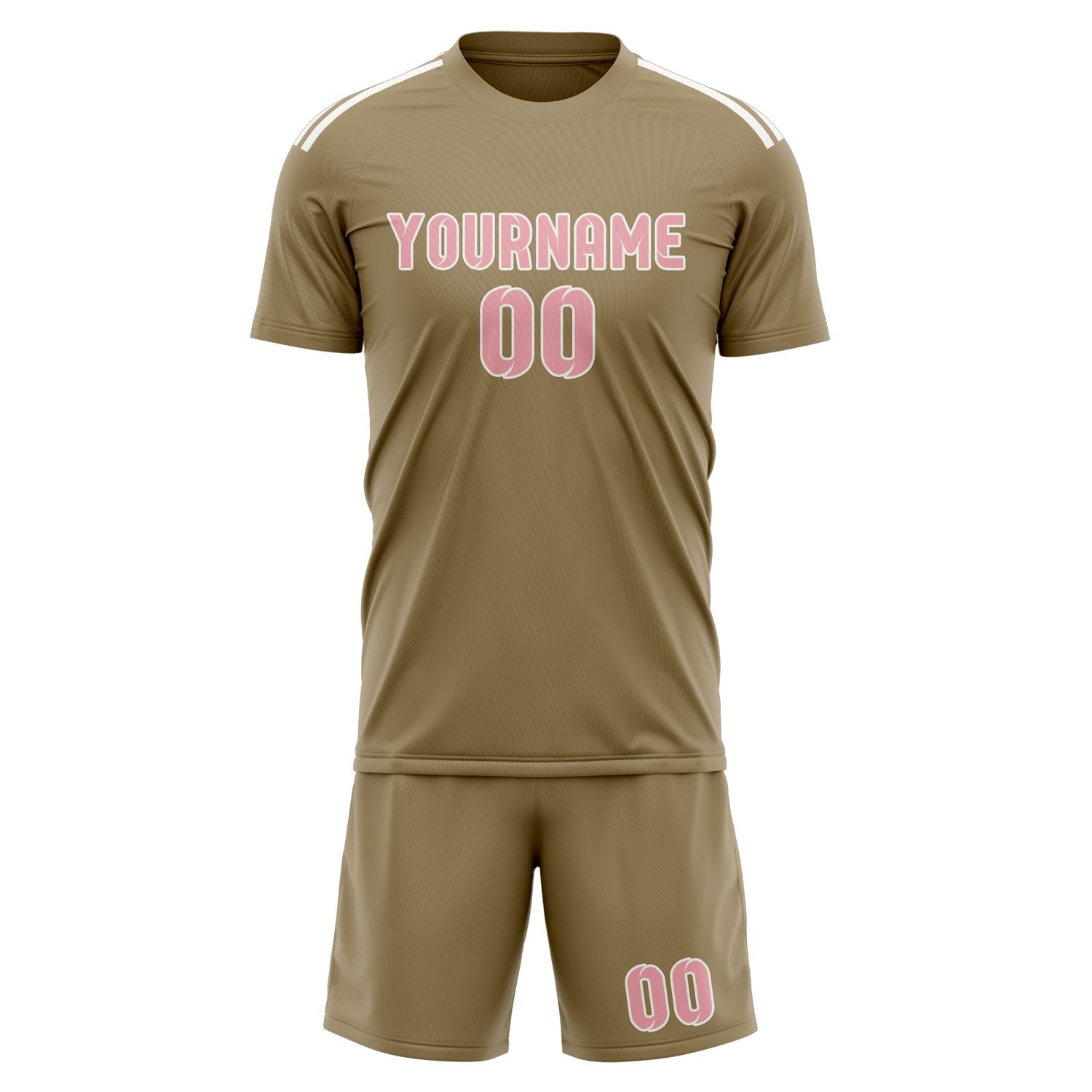 Custom Light Khaki Light Pink Soccer Set