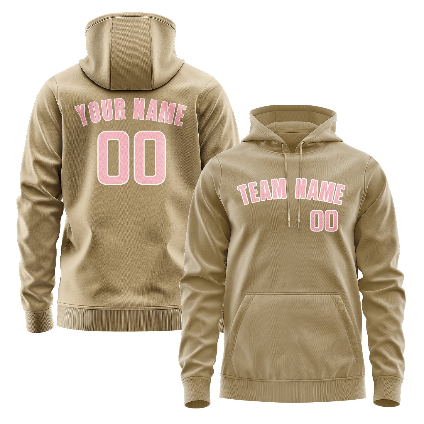 Custom Light Khaki Light Pink Hoodie
