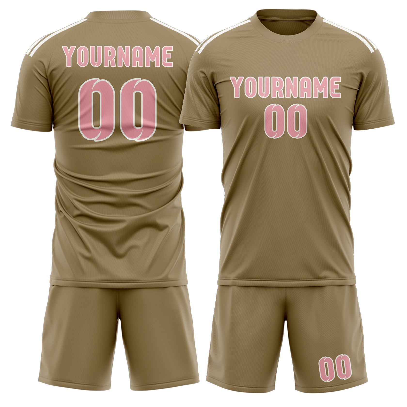 Custom Light Khaki Light Pink Soccer Set