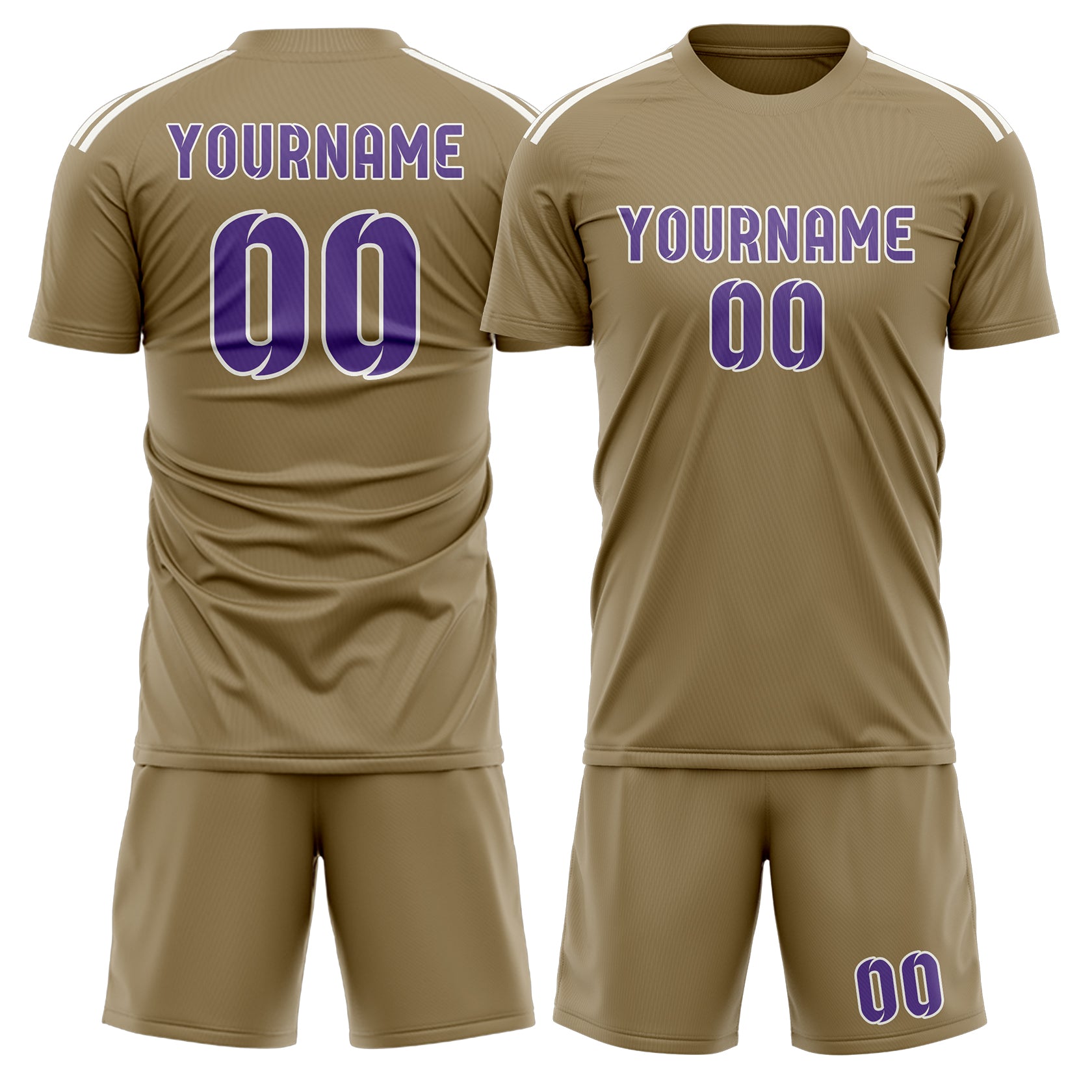 Custom Light Khaki Light Purple Soccer Set