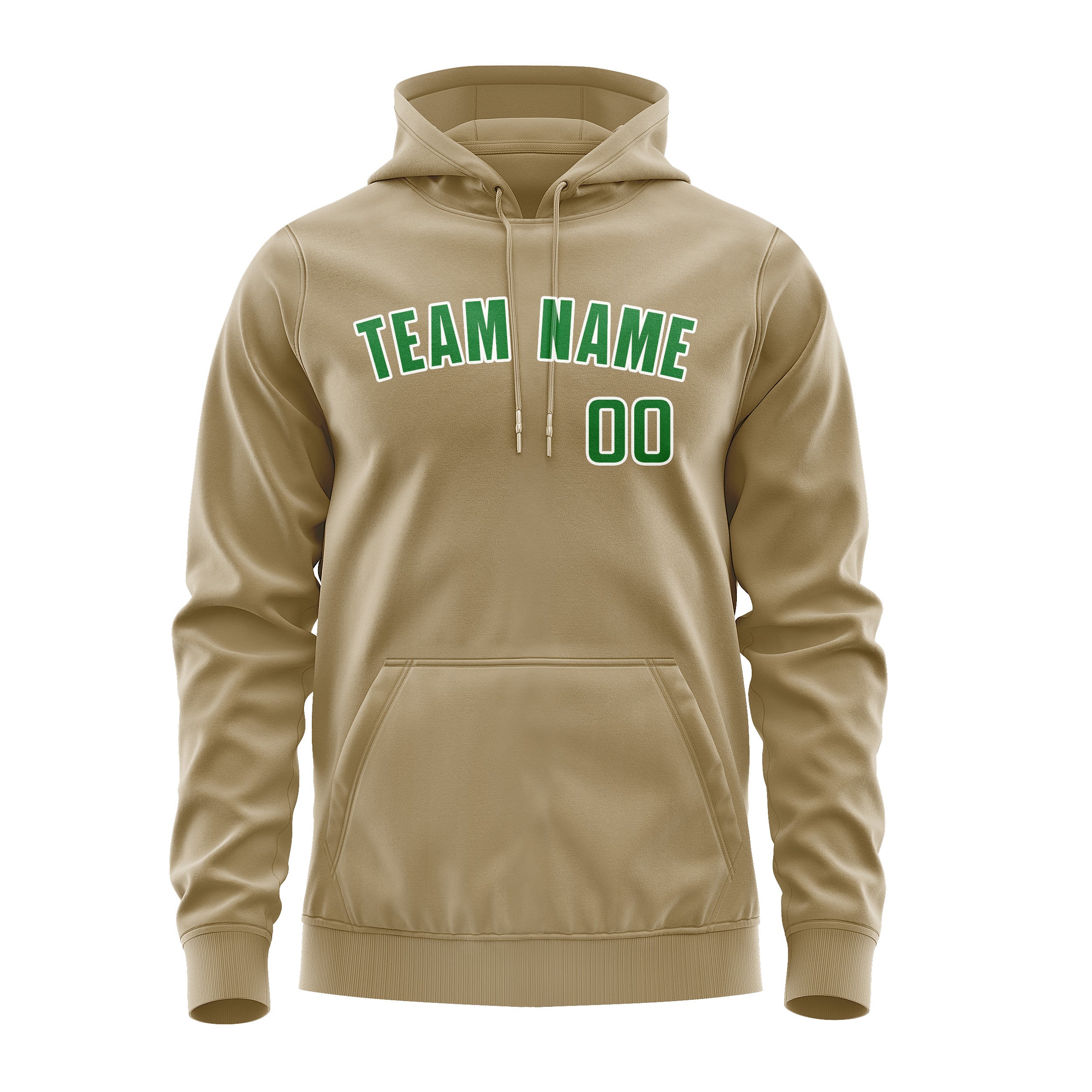 Custom Light Khaki Emerald Green Hoodie