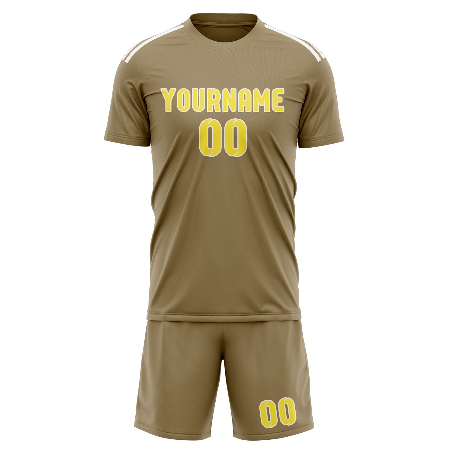 Custom Light Khaki Light Yellow Soccer Set