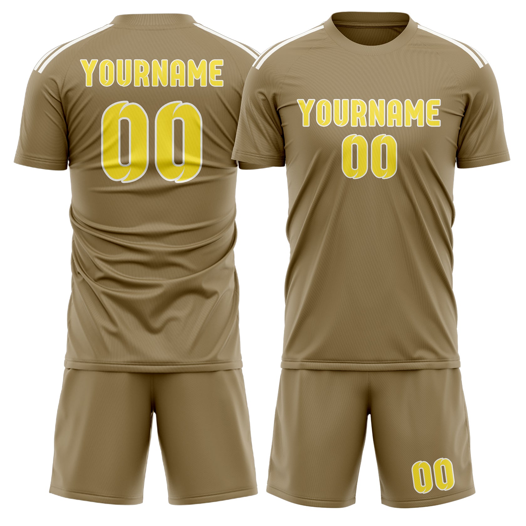 Custom Light Khaki Light Yellow Soccer Set