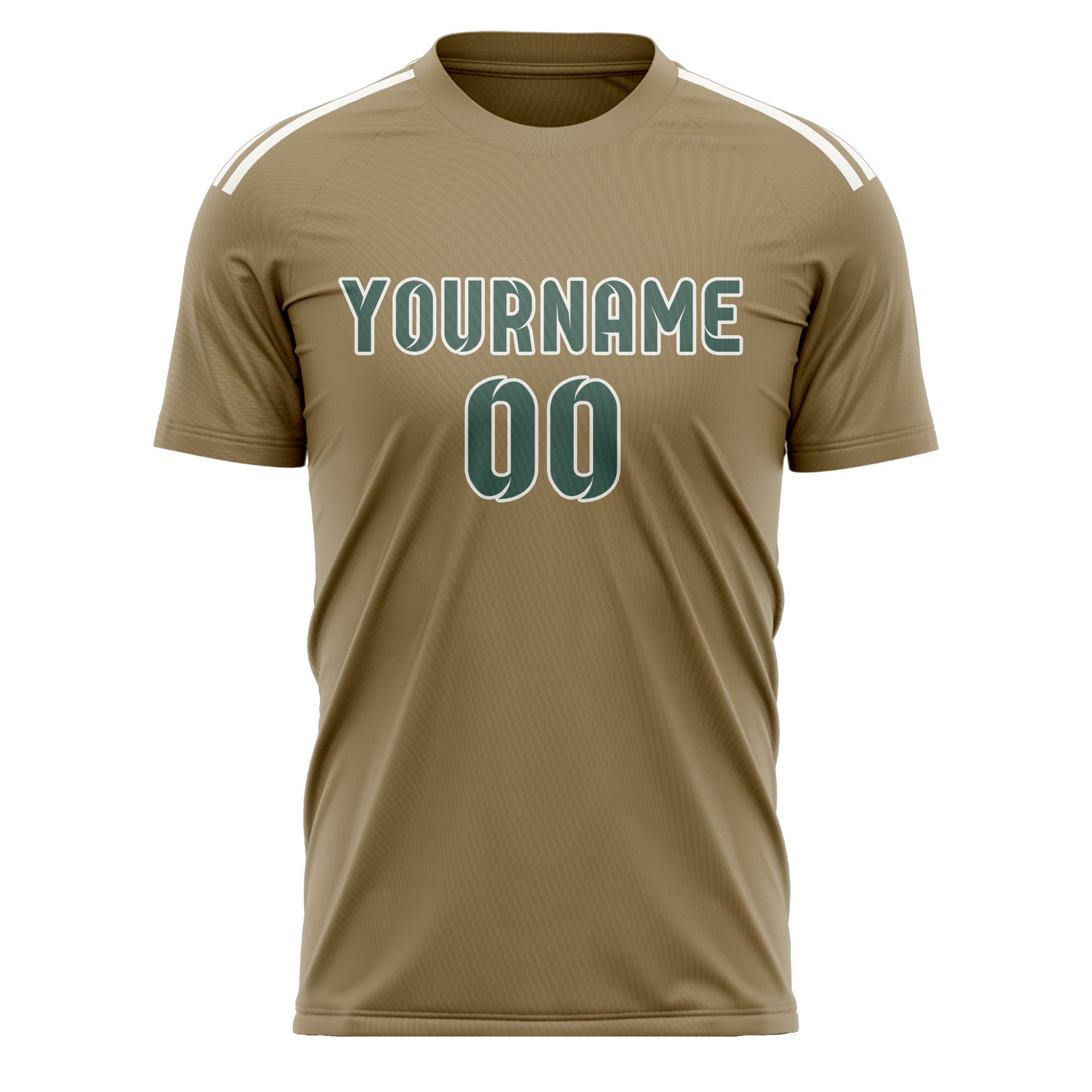 Custom Light Khaki Blue Green Soccer Jersey