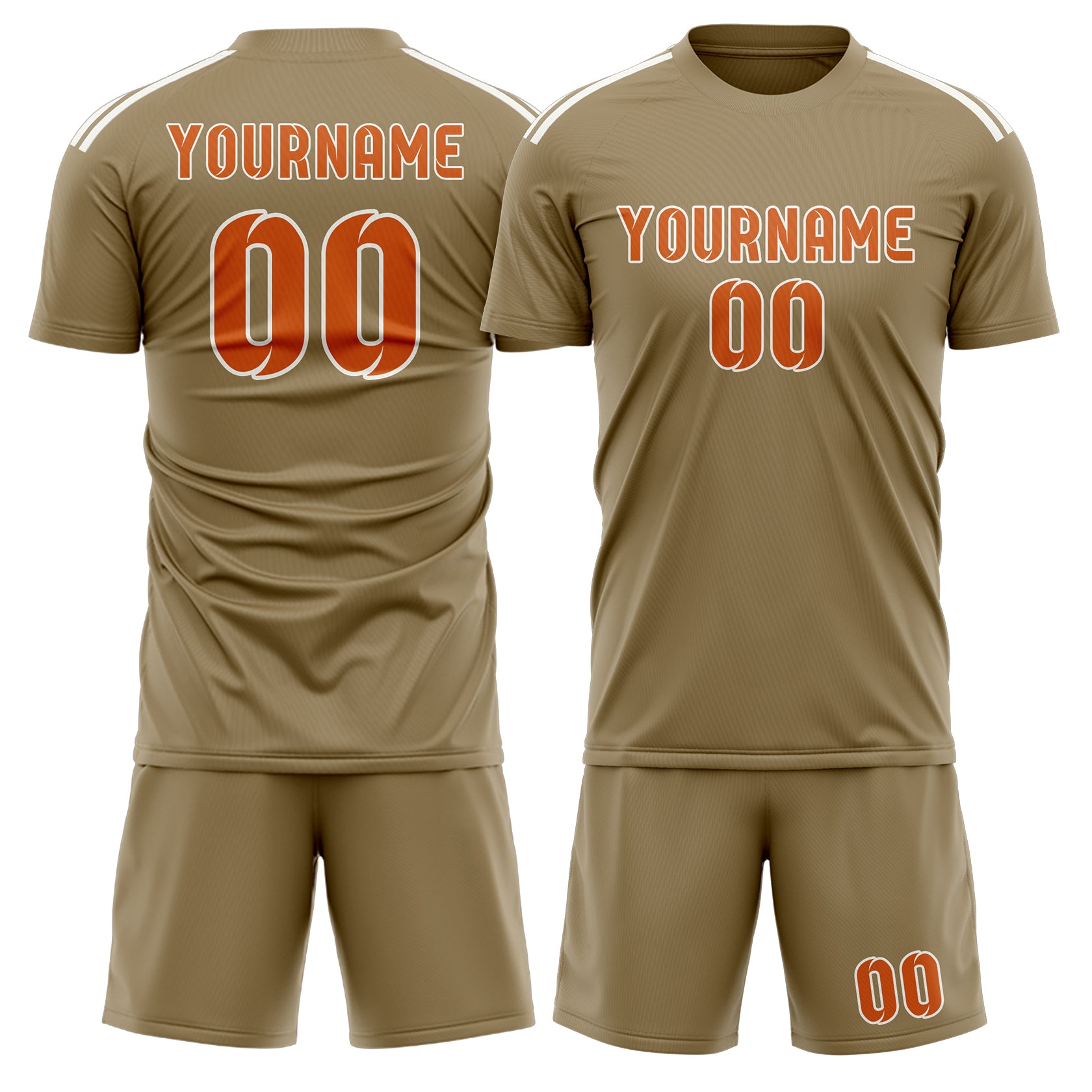 Custom Light Khaki Orange Soccer Set