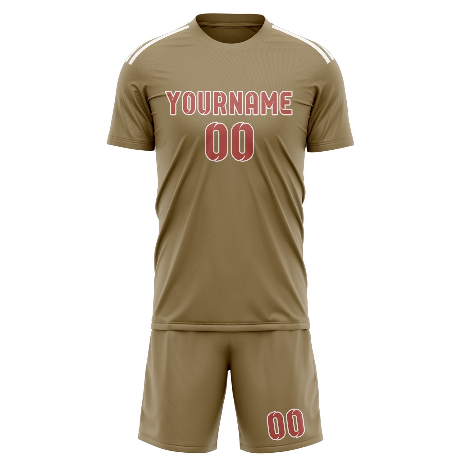 Custom Light Khaki Copper Rose Soccer Set