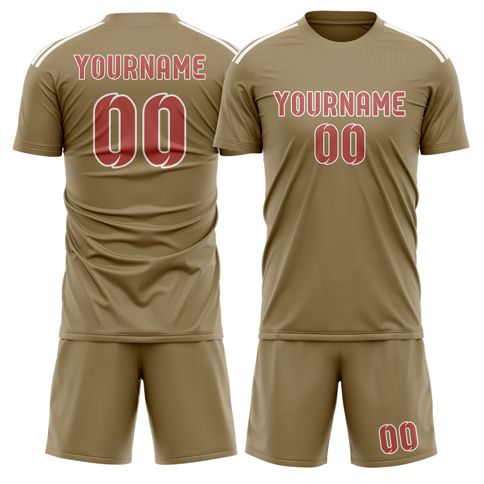 Custom Light Khaki Copper Rose Soccer Set
