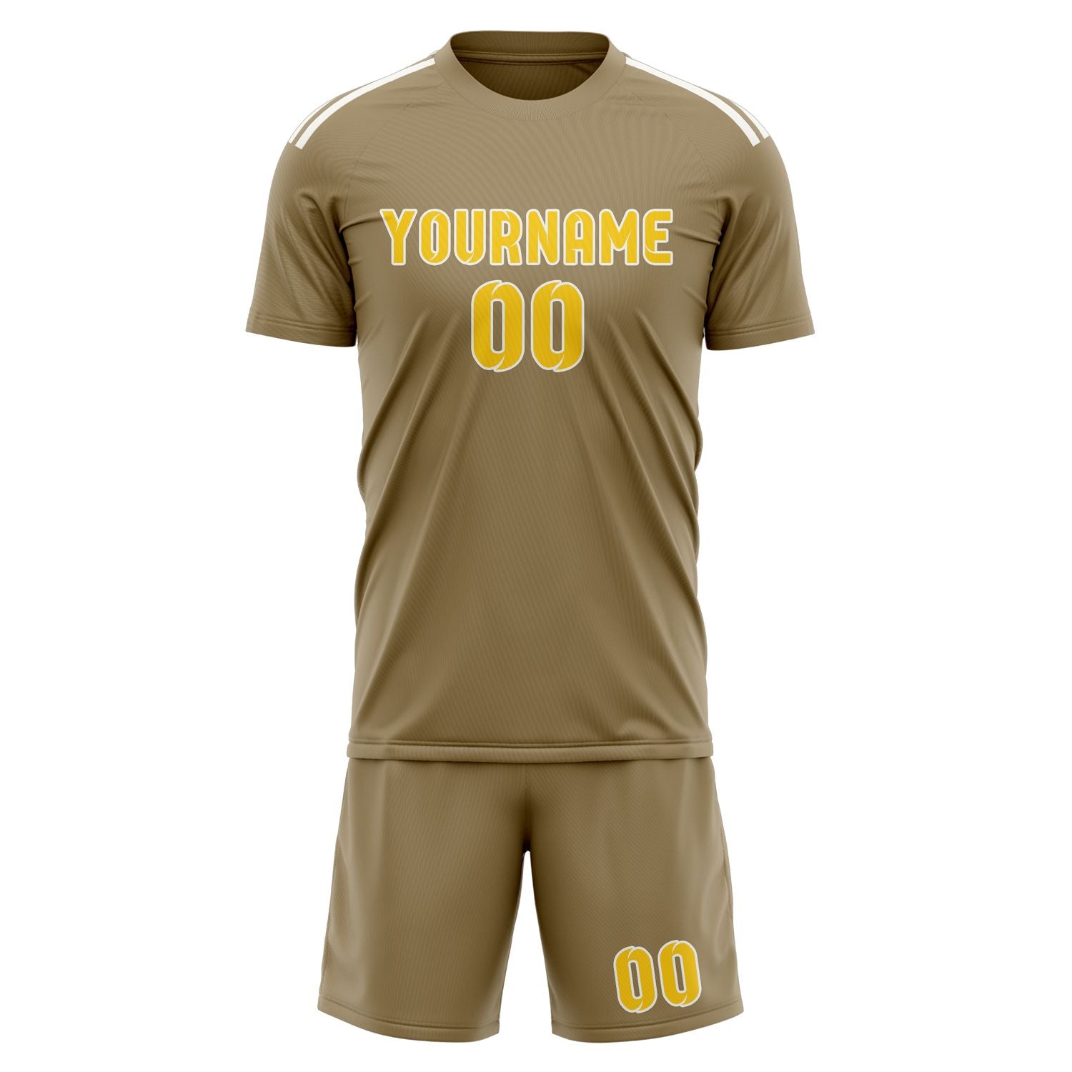 Custom Light Khaki Gold Soccer Set