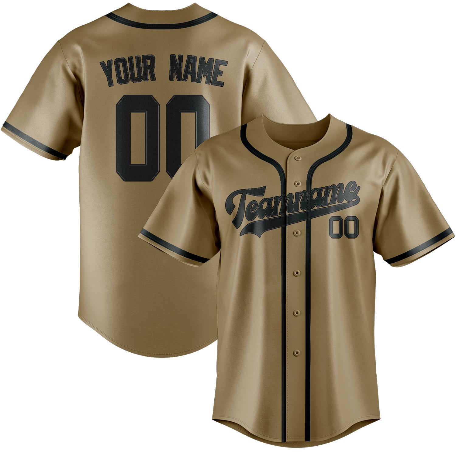 Custom Light Khaki Dark Grey Baseball Jersey