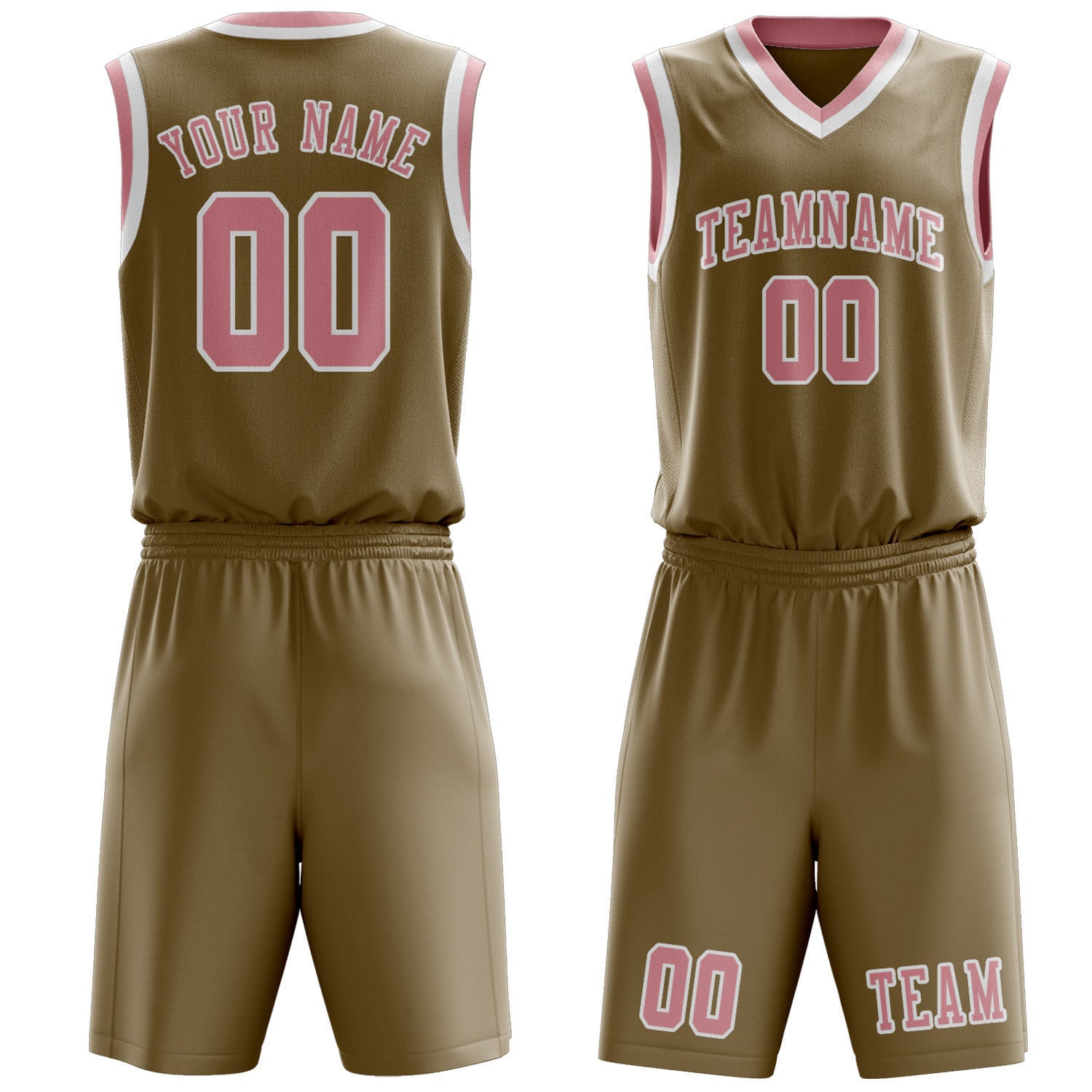 Custom Light Khaki Light Pink Basketball Set