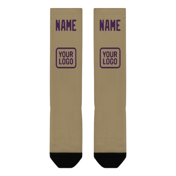 Custom Light Khaki Purple Knee-High Sock