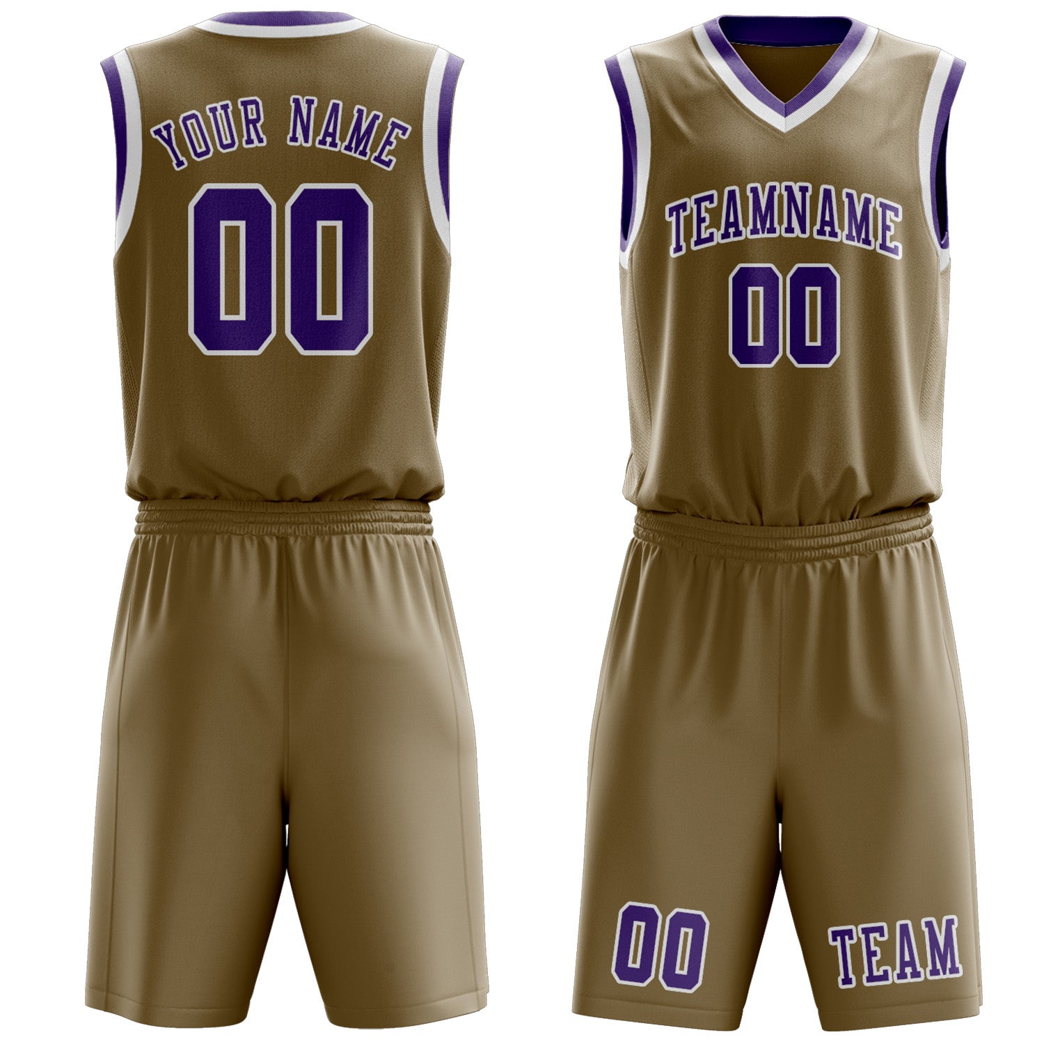 Custom Light Khaki Light Purple Basketball Set