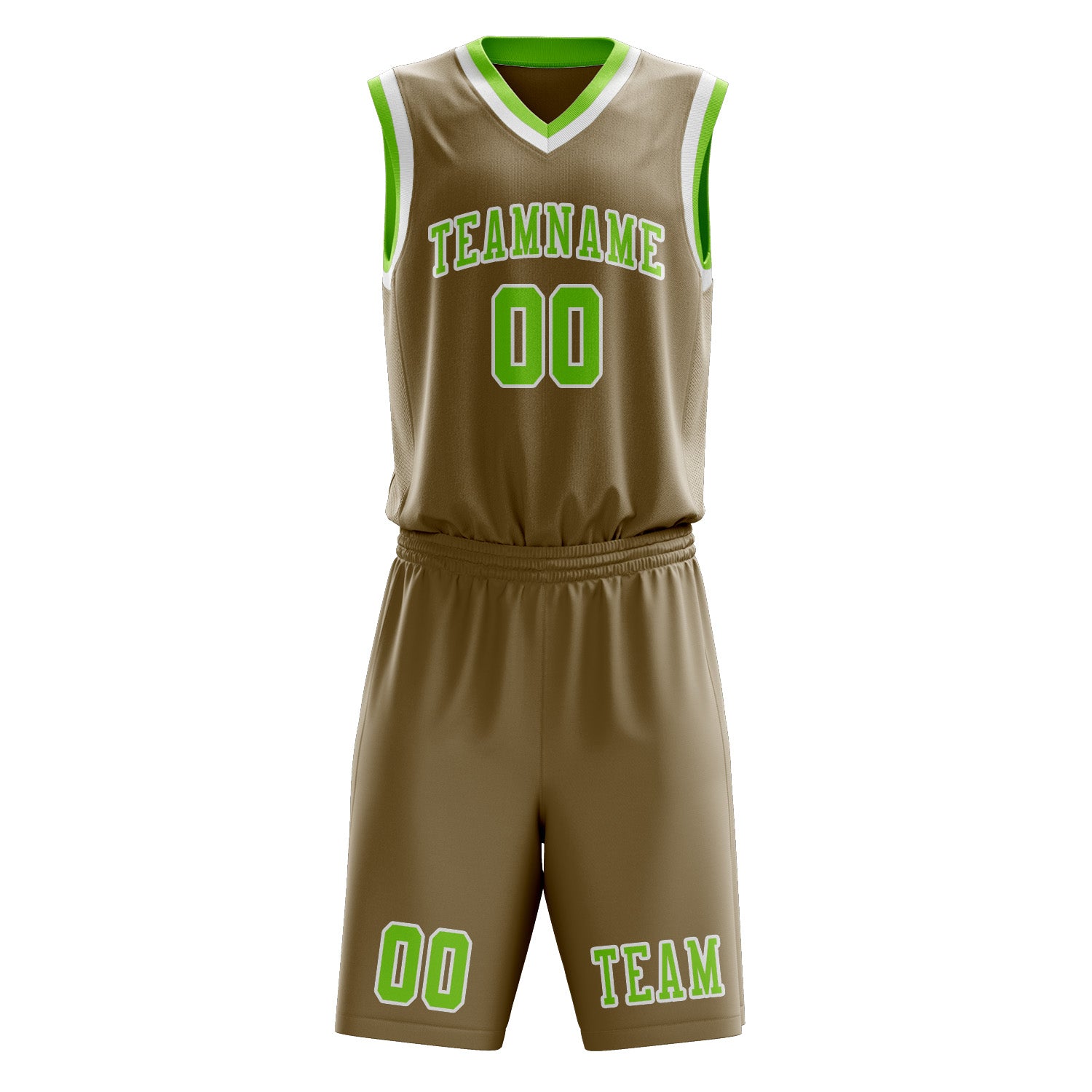 Custom Light Khaki Emerald Green Basketball Set