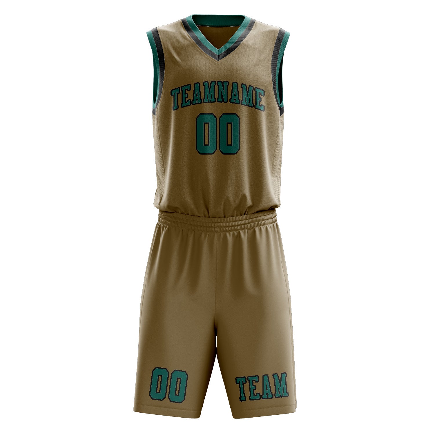 Custom Light Khaki Blue Green Basketball Set