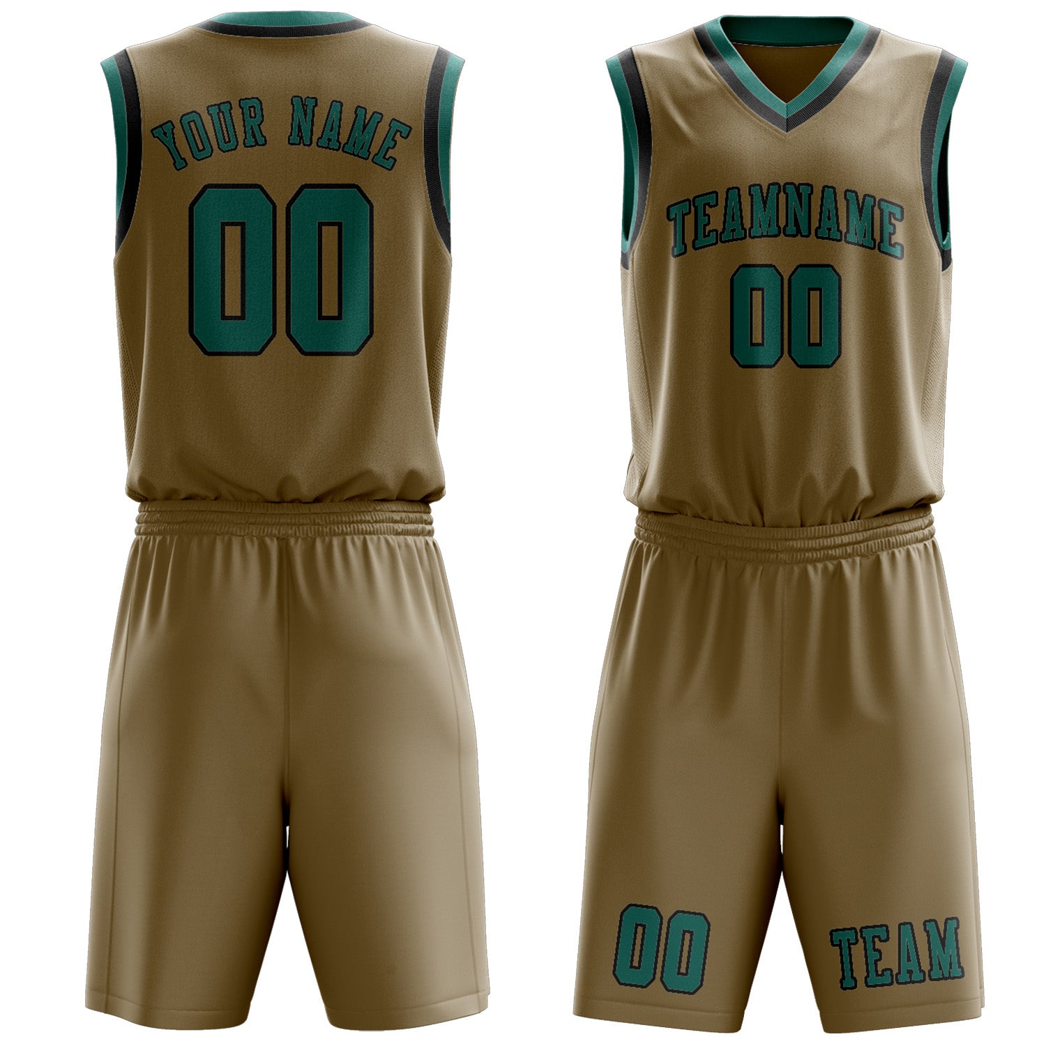 Custom Light Khaki Blue Green Basketball Set