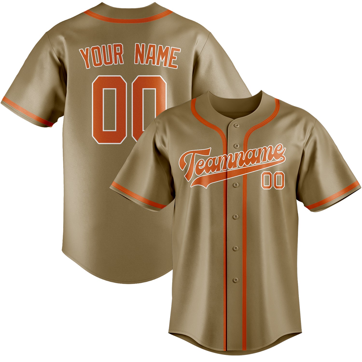 Custom Light Khaki Orange Baseball Jersey