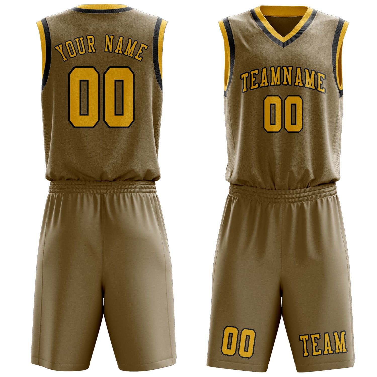 Custom Light Khaki Gold Basketball Set