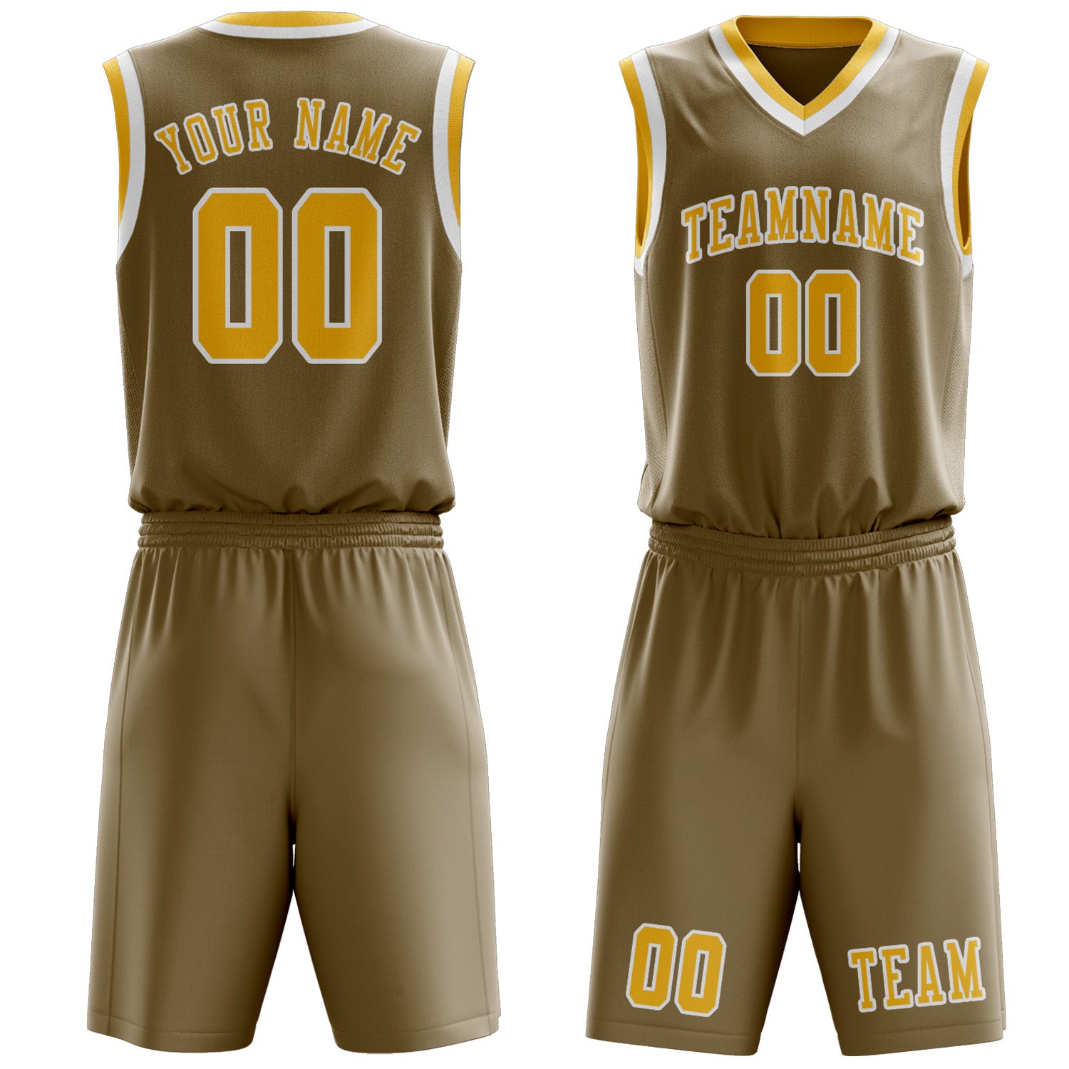 Custom Light Khaki Gold Basketball Set