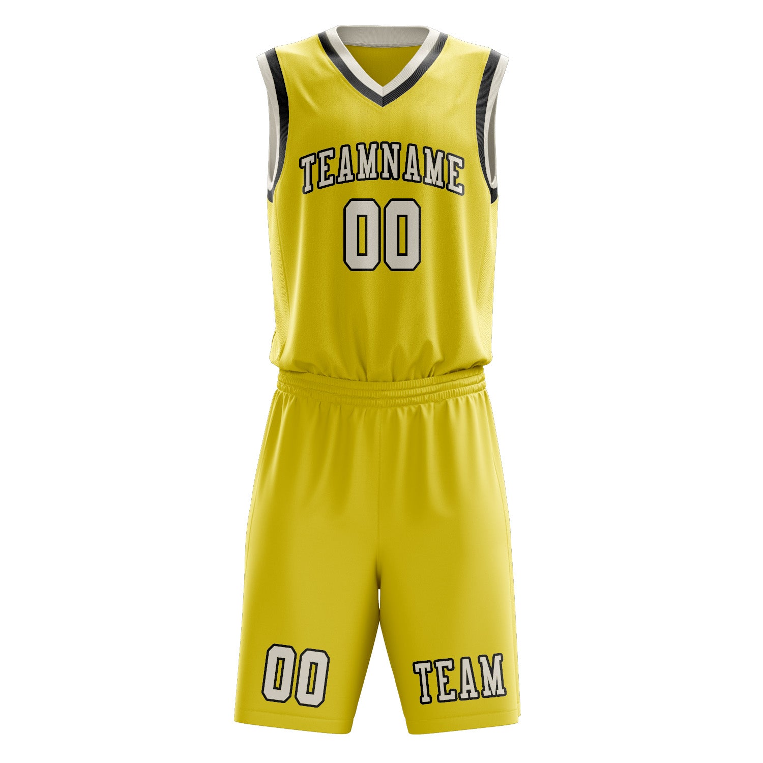 Custom Light Yellow Cream Basketball Set