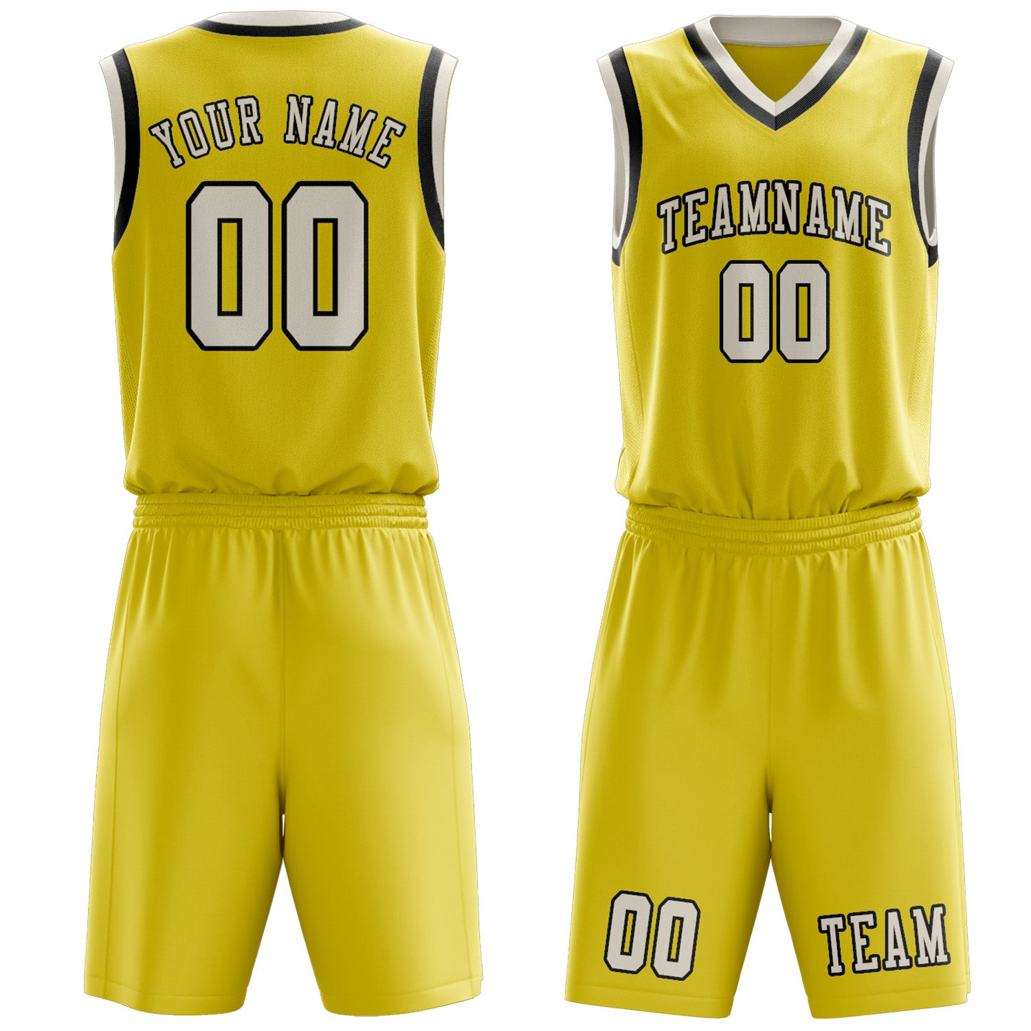 Custom Light Yellow Cream Basketball Set