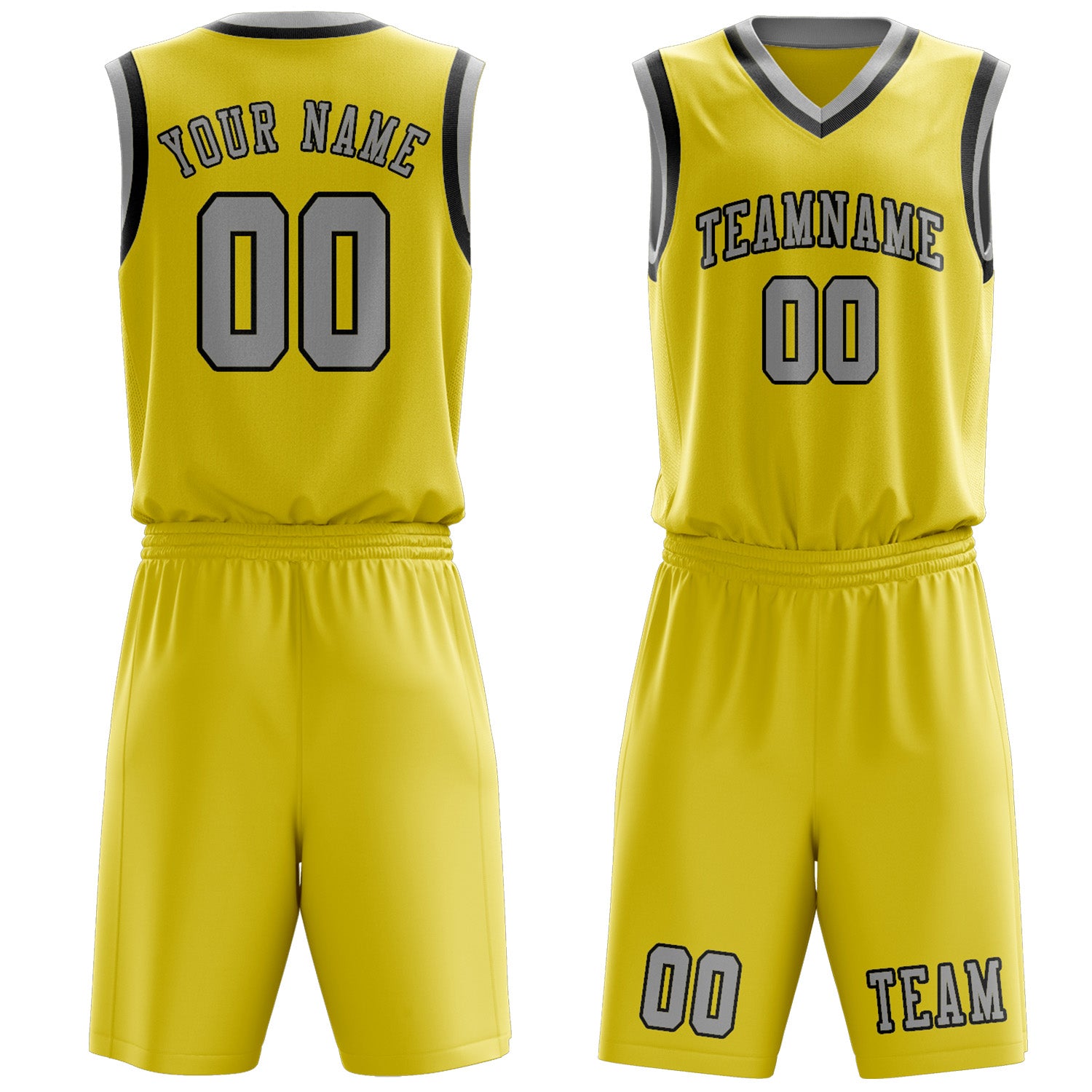 Custom Light Yellow Gray Basketball Set