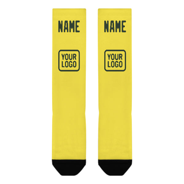 Custom Light Yellow Dark Green Knee-High Sock