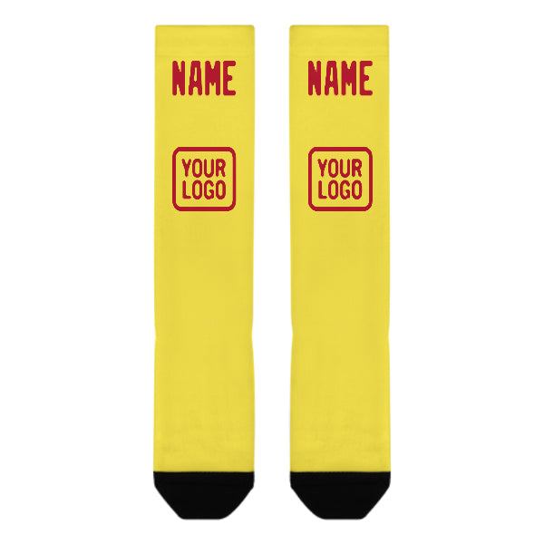 Custom Light Yellow Red Knee-High Sock
