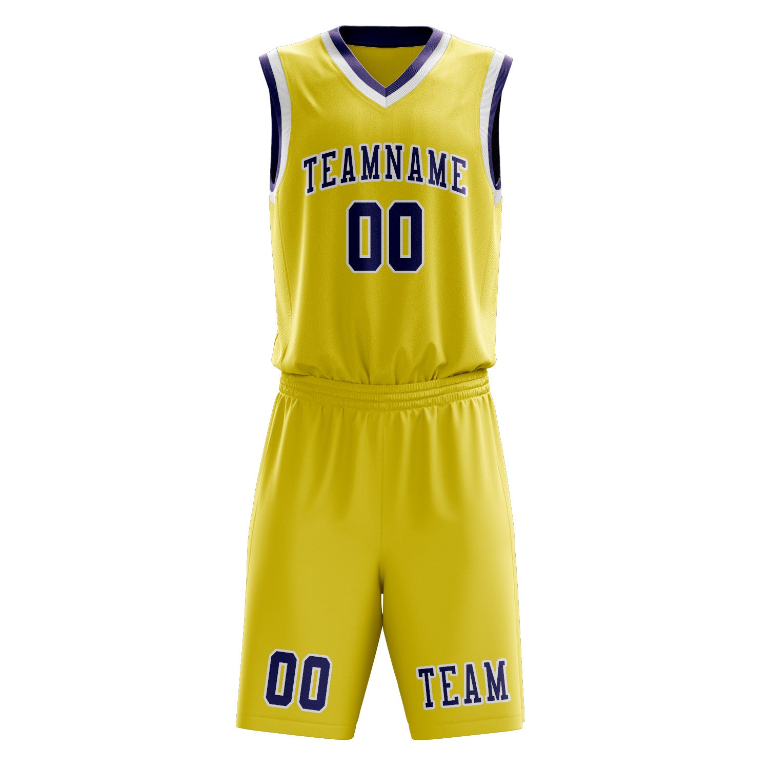 Custom Light Yellow Purple Basketball Set