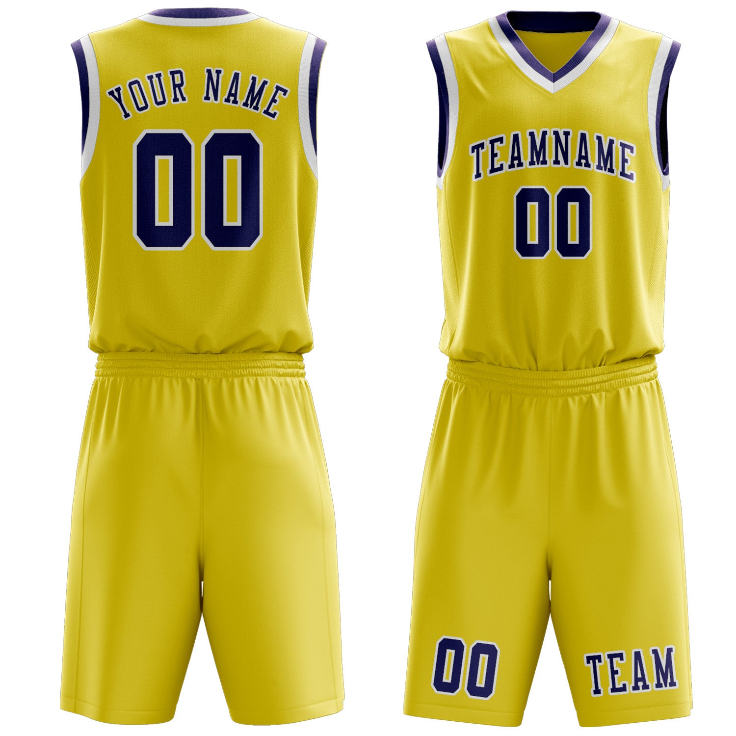 Custom Light Yellow Purple Basketball Set
