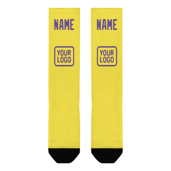 Custom Light Yellow Light Purple Knee-High Sock